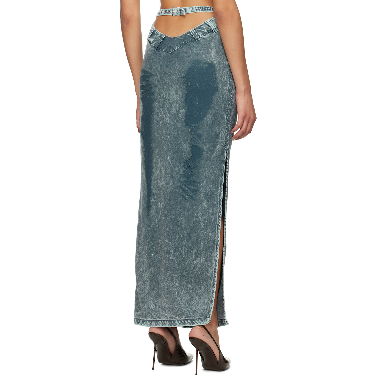  Masha Popova Blue V Cut Maxi Skirt 