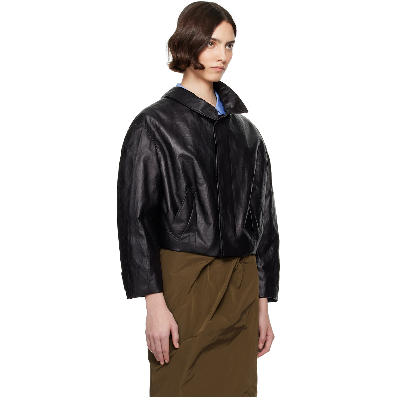  Bally Black Coated Leather Jacket 
