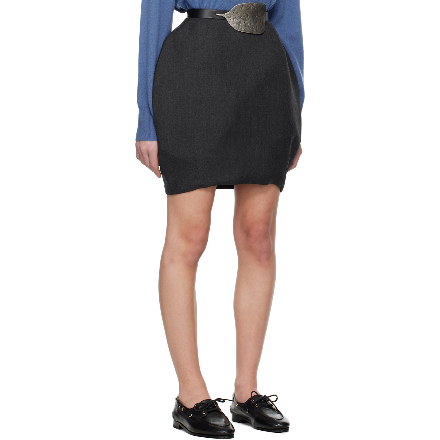  Bally Gray Mix Wool Miniskirt 