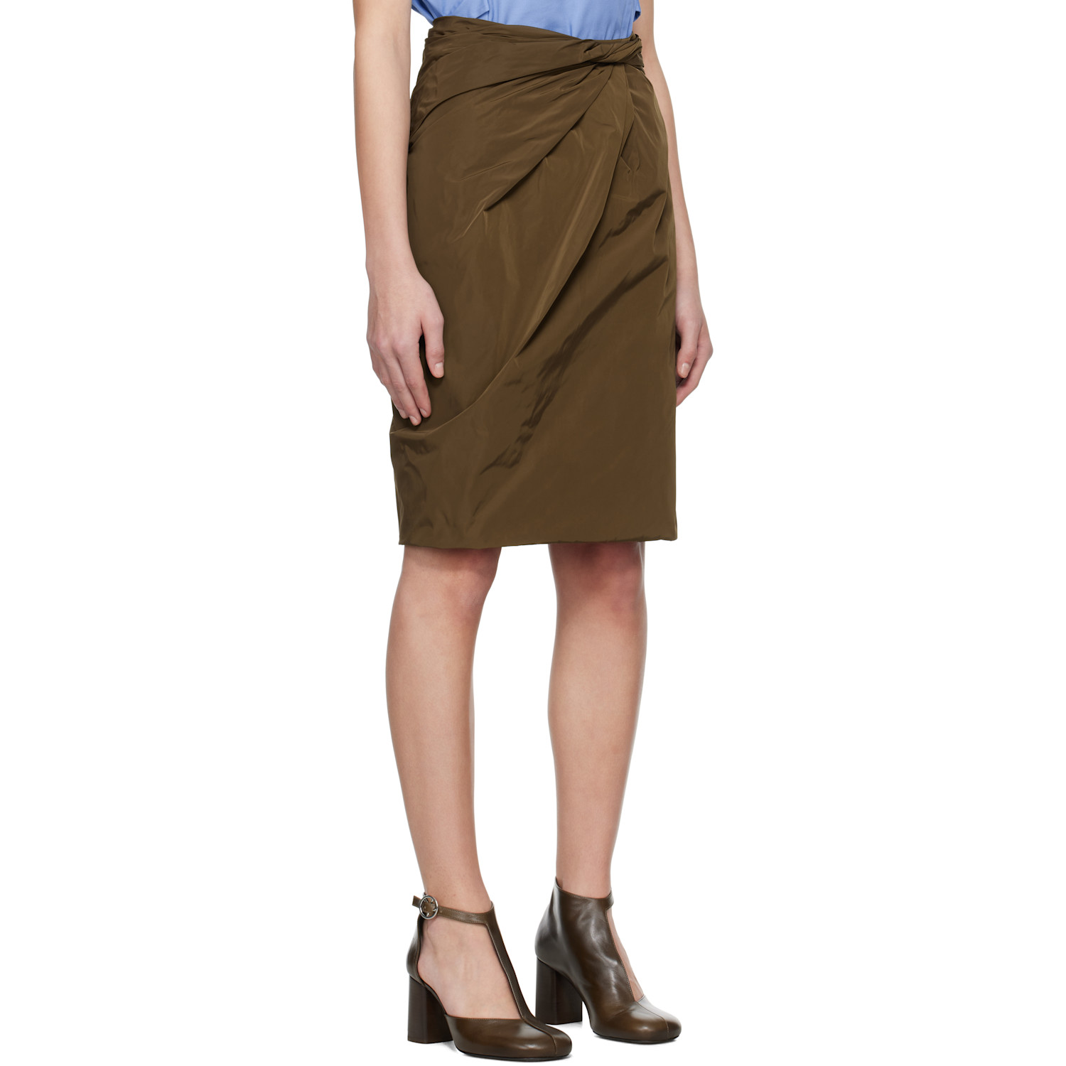  Bally Brown Drape Midi Skirt 