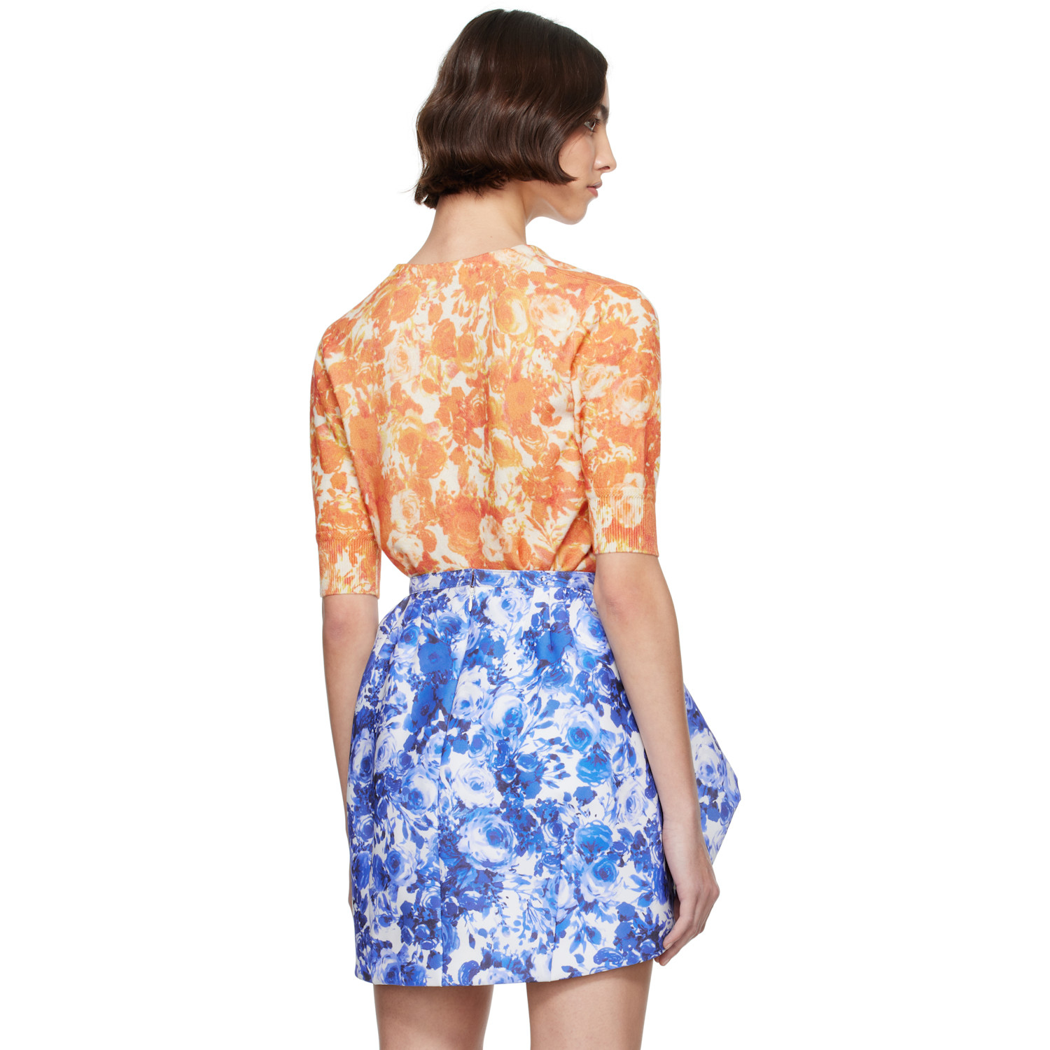  Bally Orange Rosengarten Print Cardigan 
