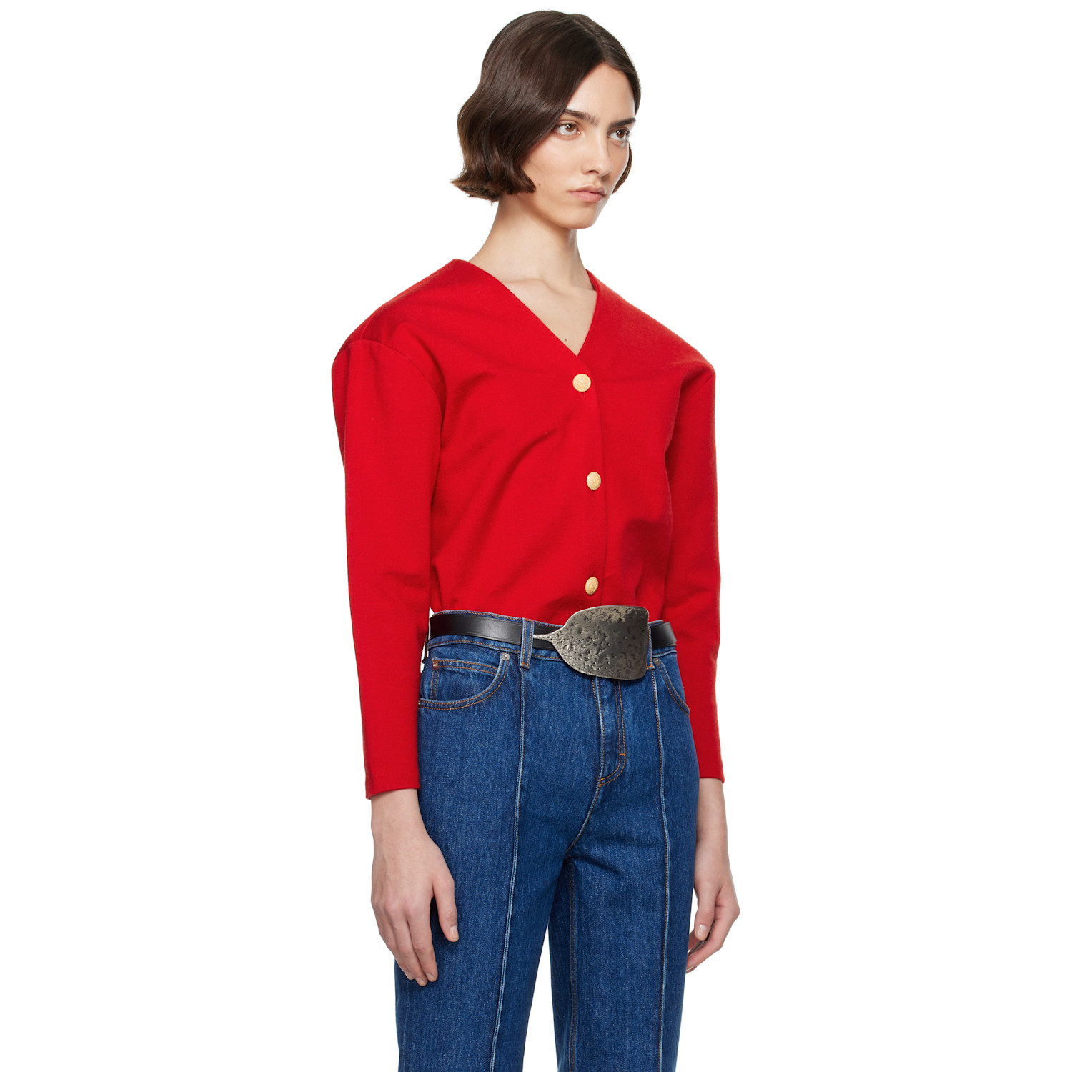  Bally Red V-neck Cardigan 