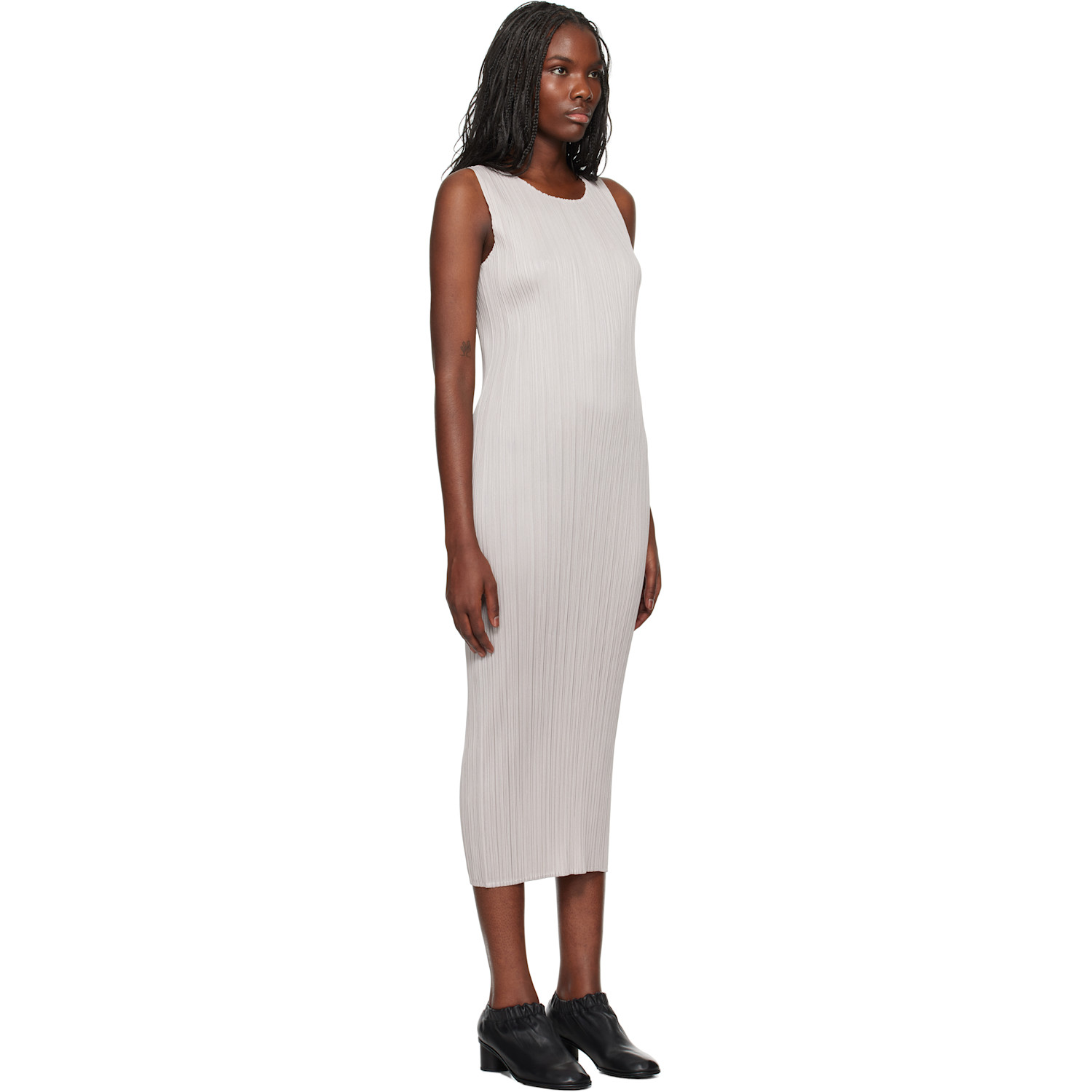  Pleats Please Issey Miyake Beige New Colorful Basics 4 Maxi Dress 