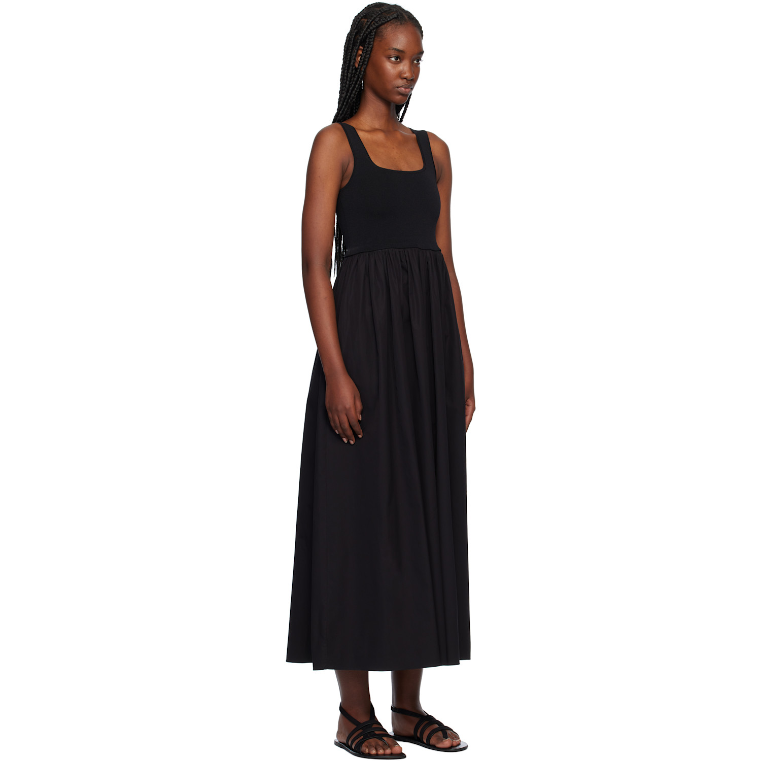  Matteau Black Knit & Cotton Midi Dress 