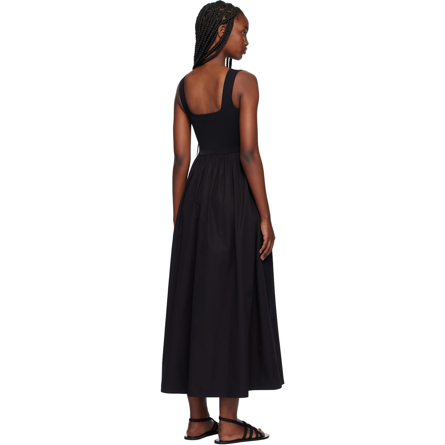  Matteau Black Knit & Cotton Midi Dress 