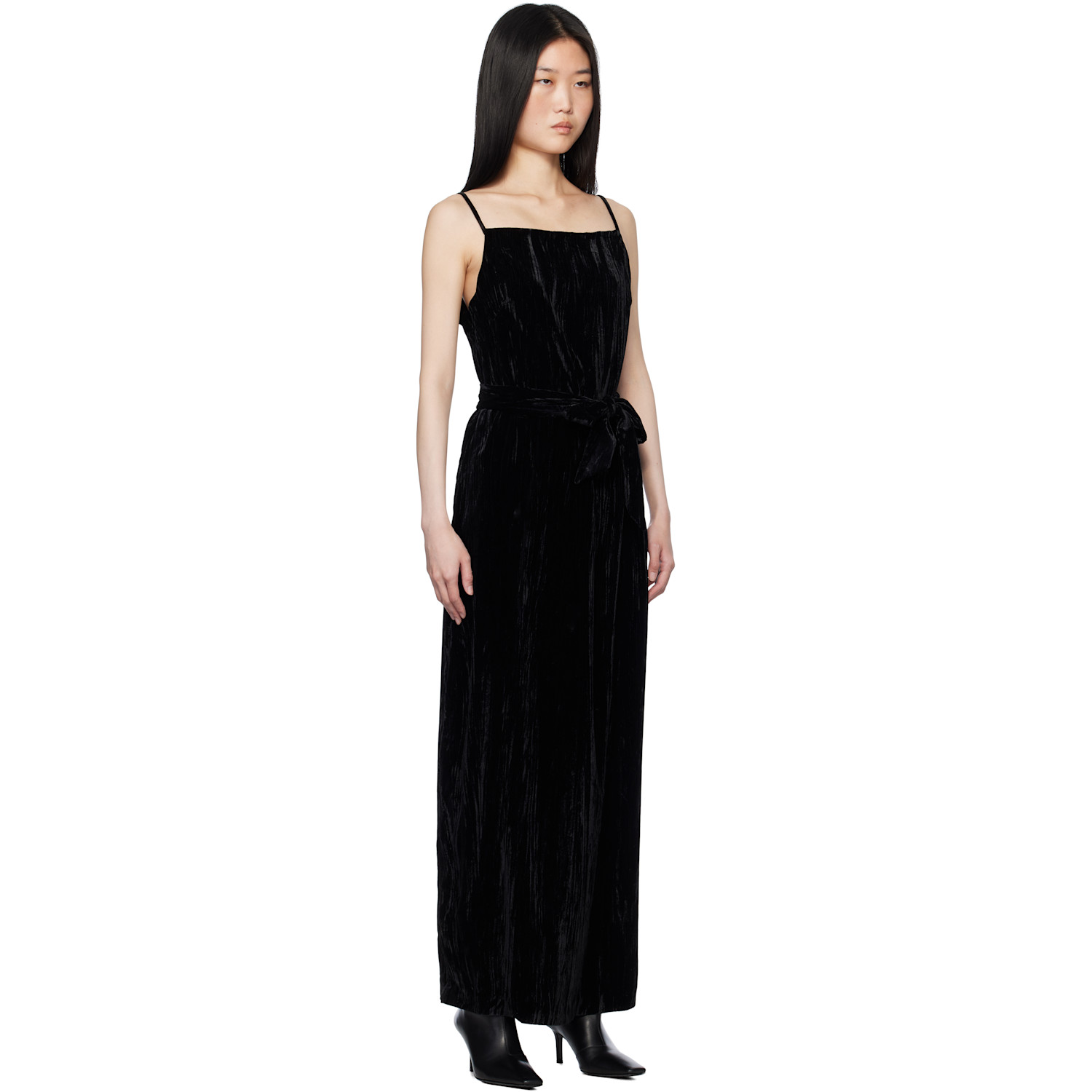  Holzweiler Black Cygnet Velvet Maxi Dress 