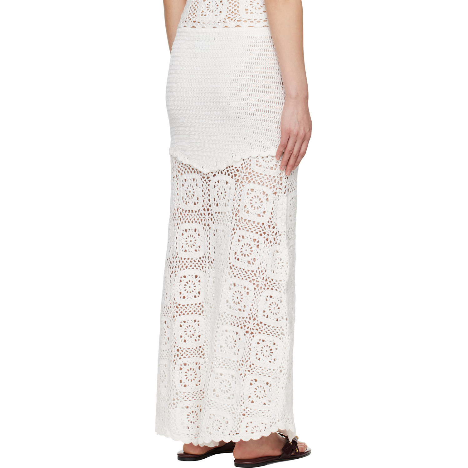  Holzweiler White Rosie Crochet Maxi Skirt 