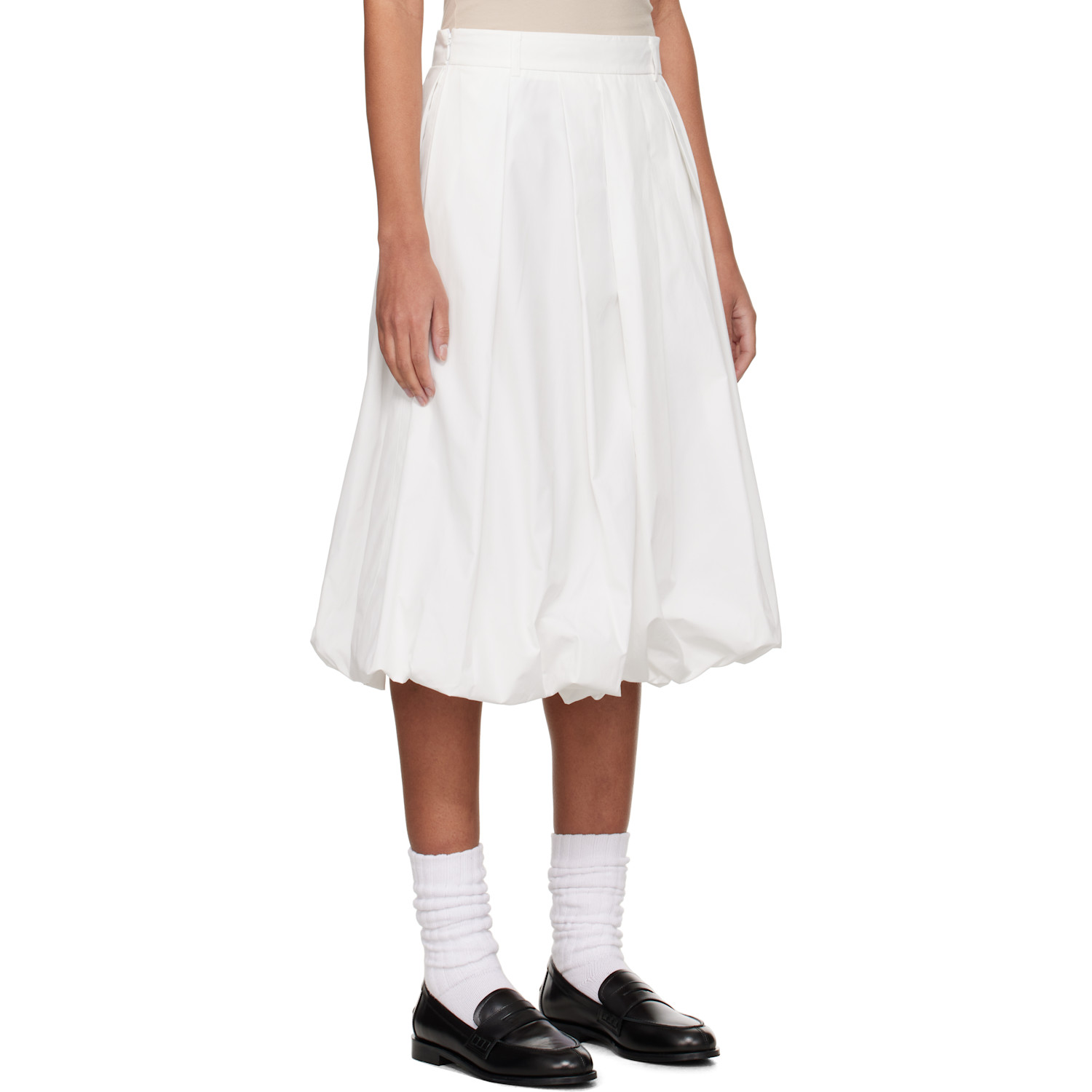  Dunst White Balloon Midi Skirt 