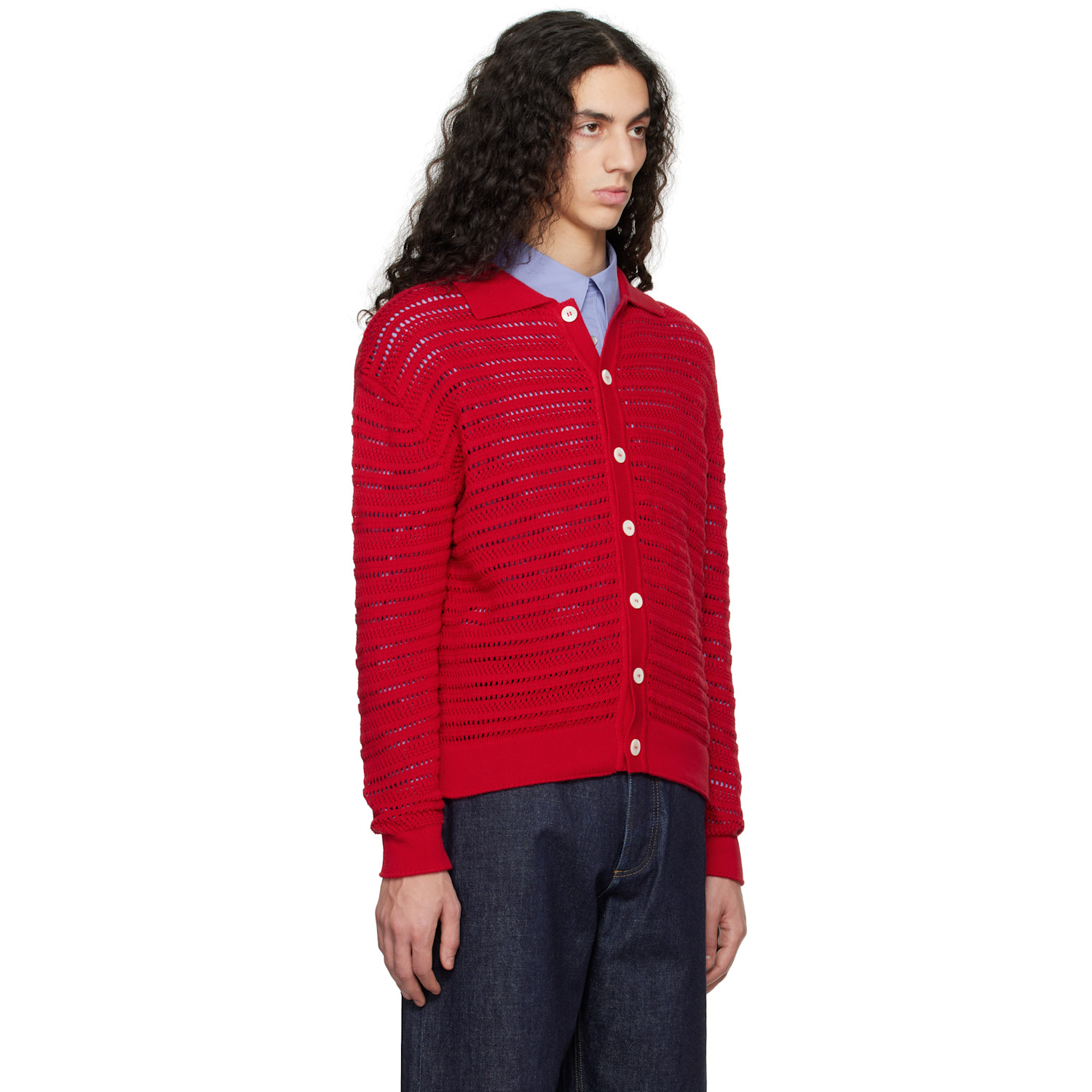  Dunst Red Open Collared Cardigan 