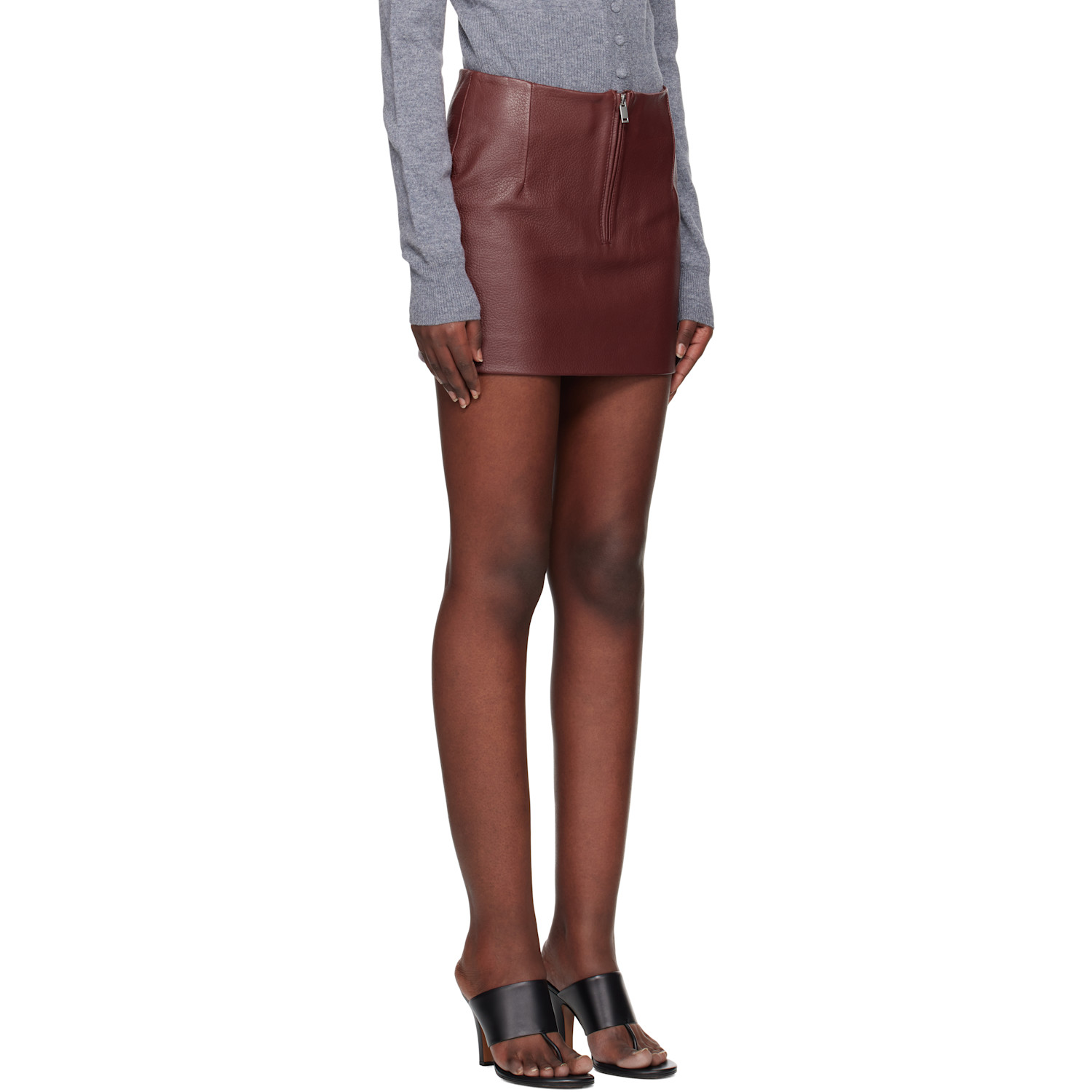  Remain Birger Christensen Burgundy Bonded Leather Miniskirt 