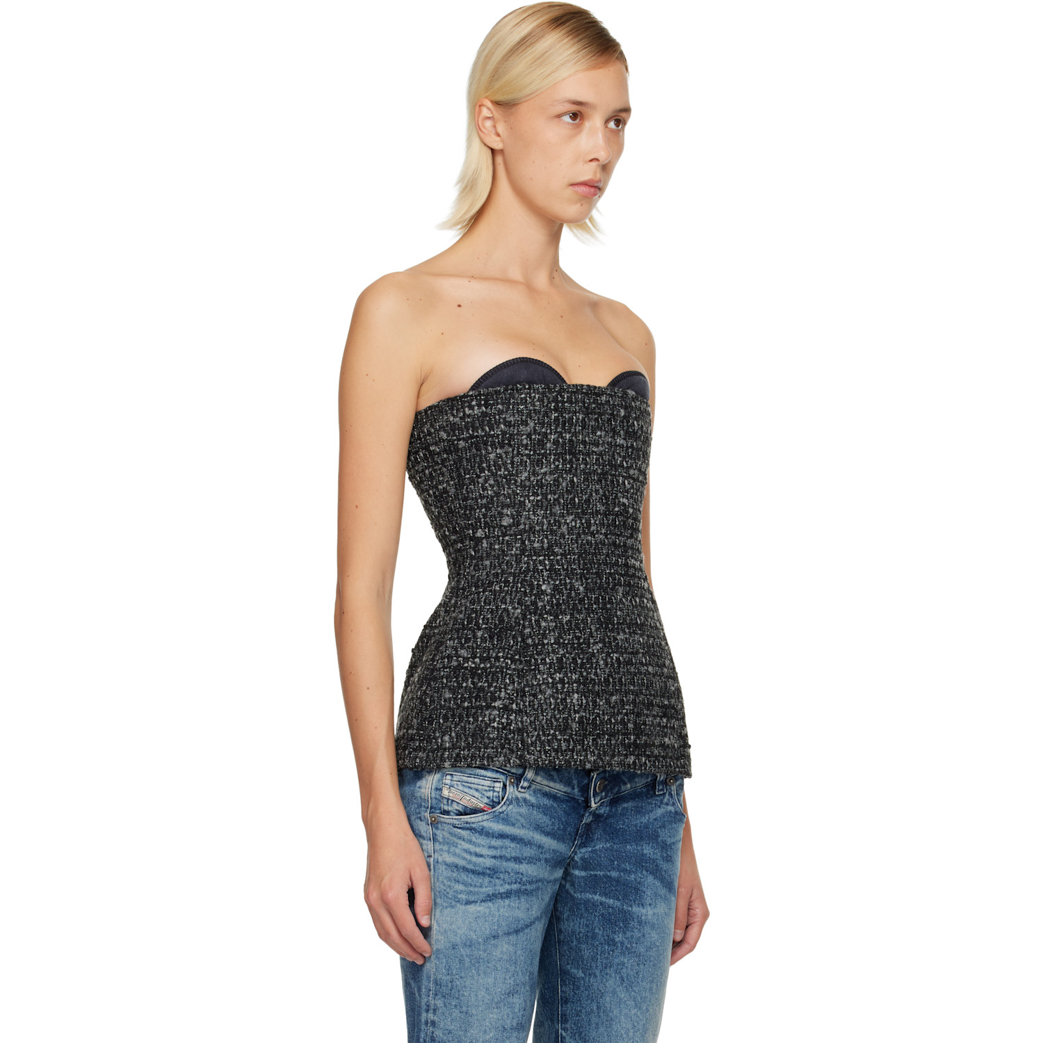  Diesel Black & Gray T-orset Top 