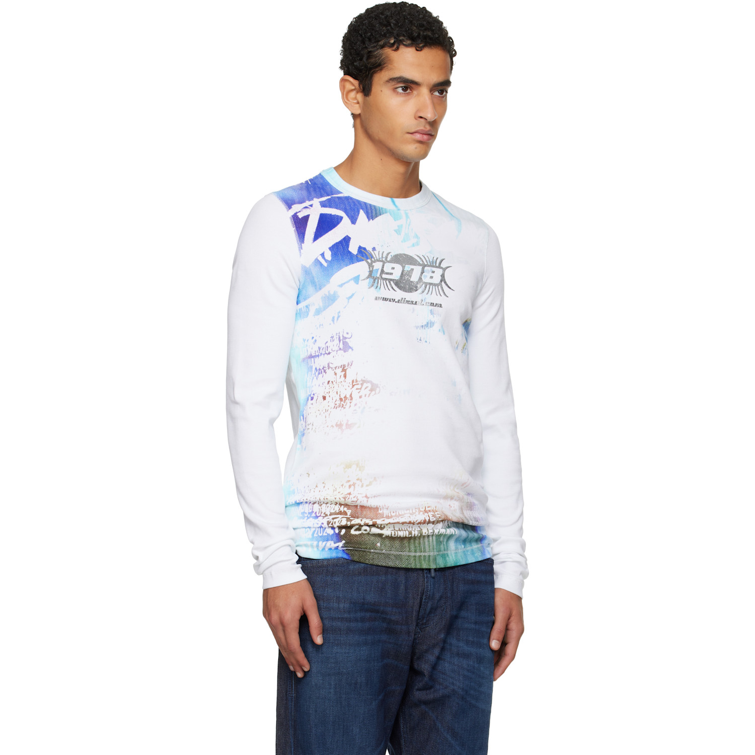  Diesel White T-ribber-ls-t3 T-shirt 