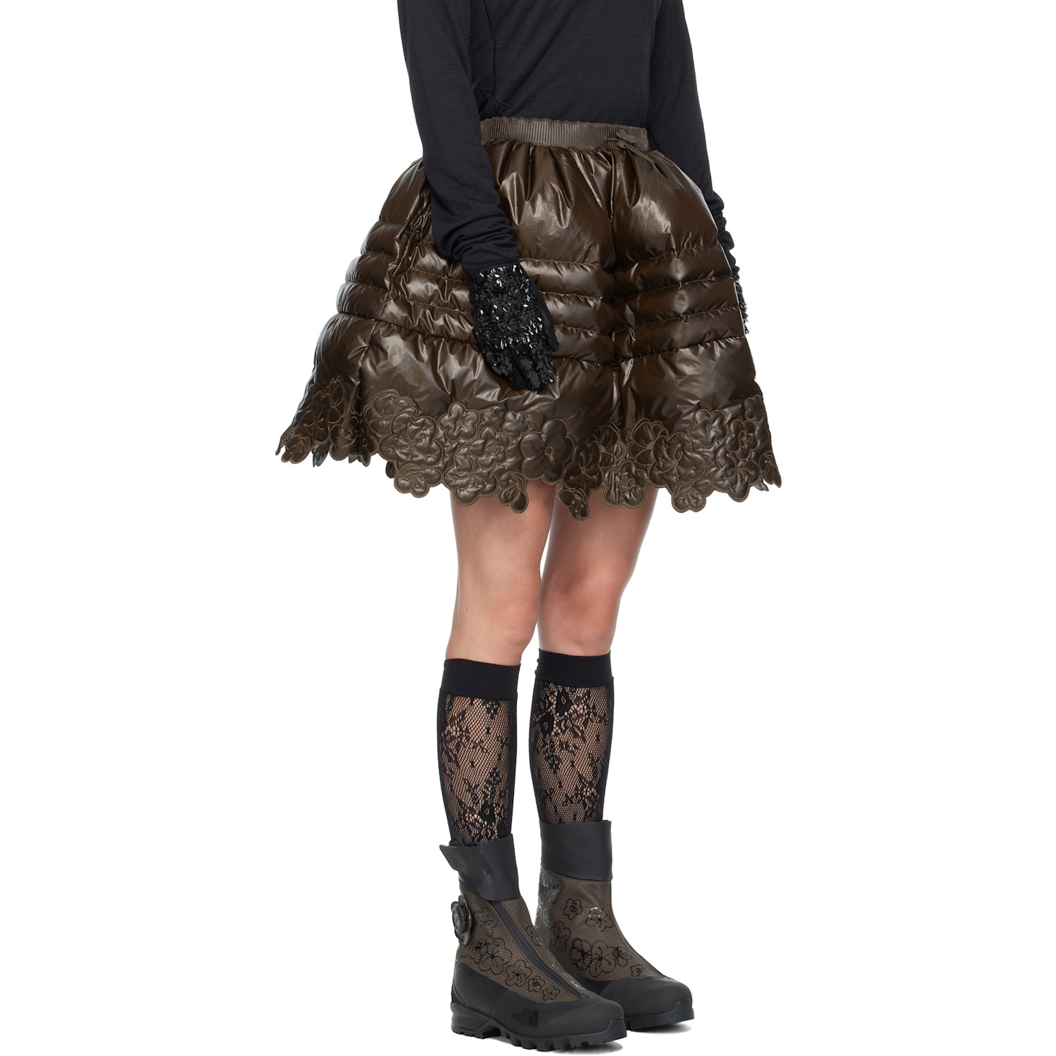  Cecilie Bahnsen Brown The North Face Edition Floral Down Miniskirt 