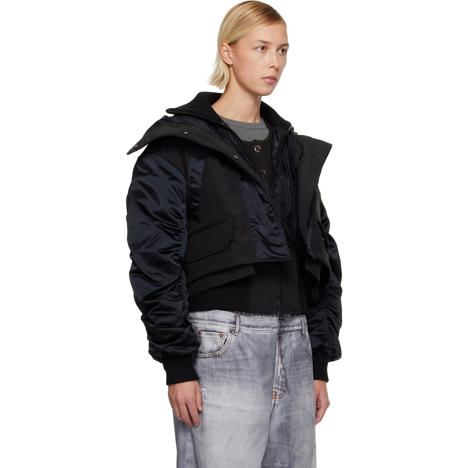  Canada Goose Black 'tonal Label' Claremont Down Bomber Jacket 