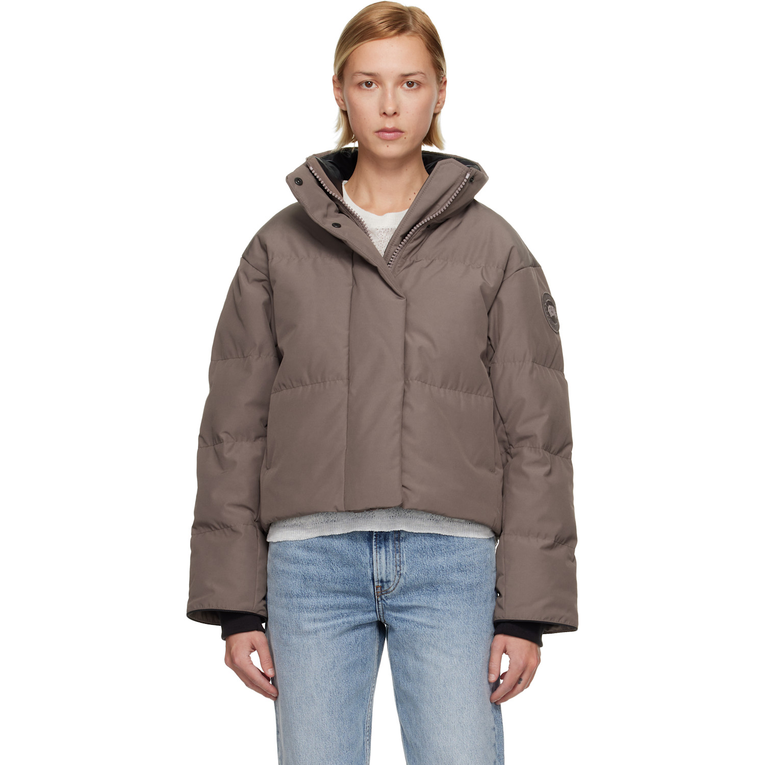Canada Goose Taupe Grandview Cropped Down Jacket