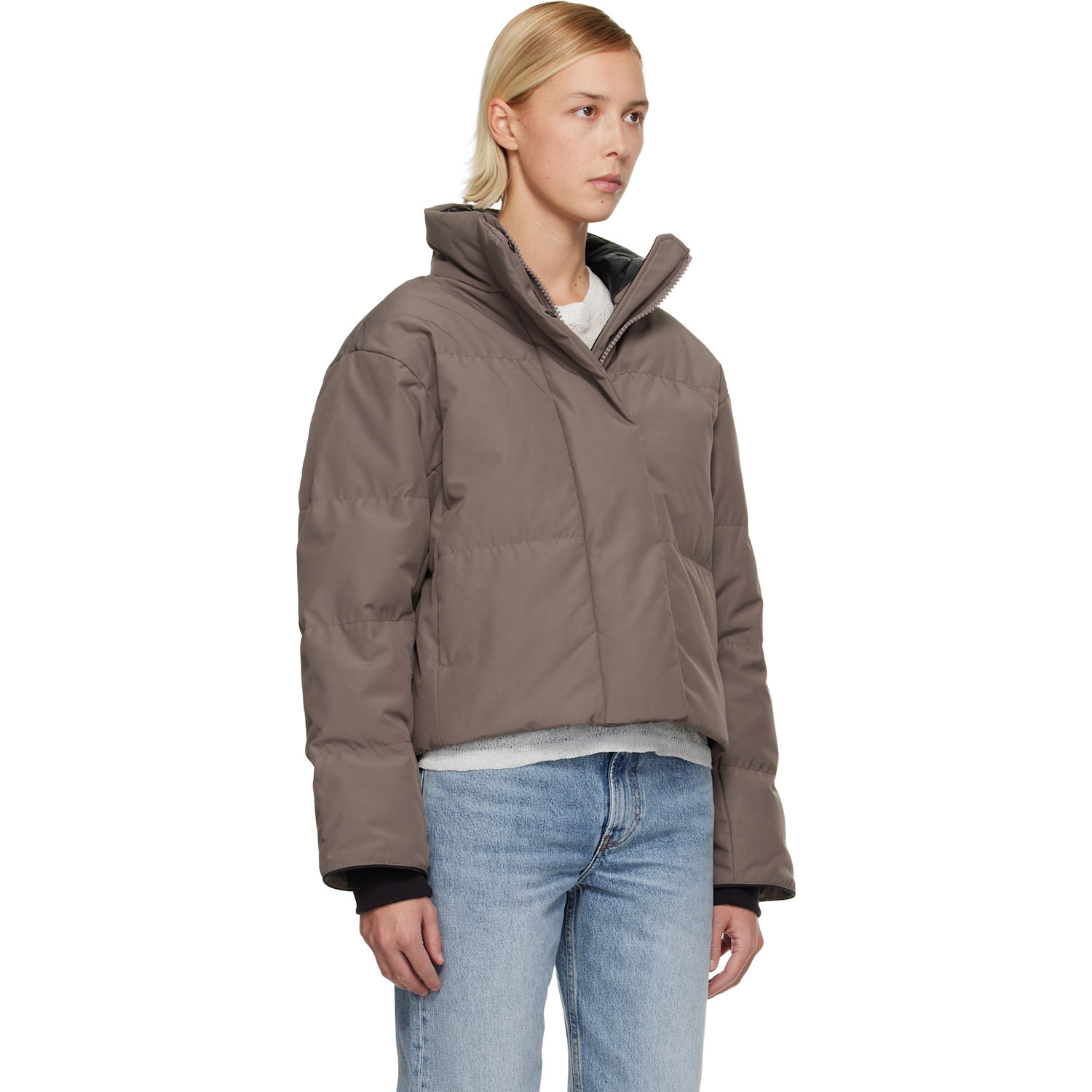  Canada Goose Taupe Grandview Cropped Down Jacket 