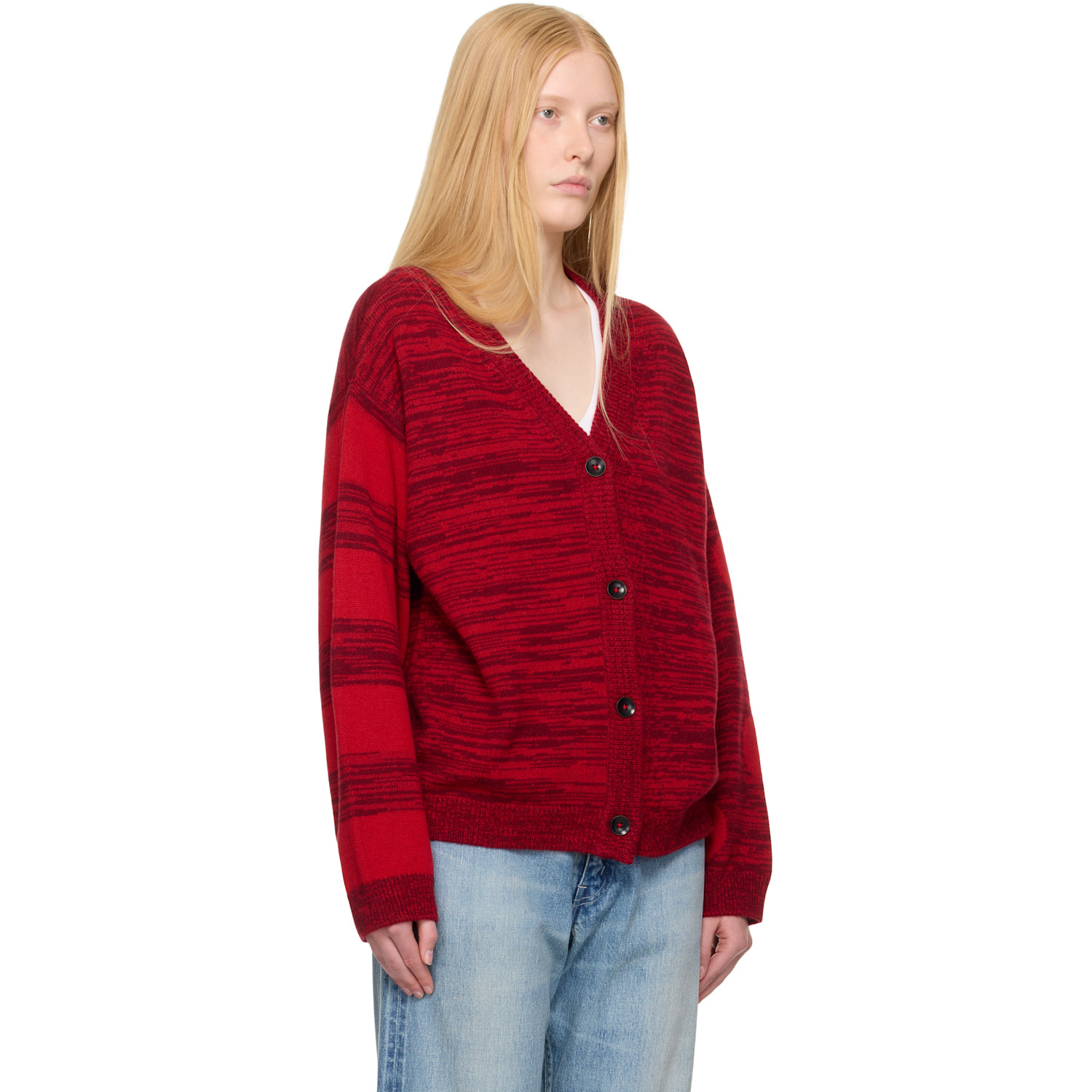  The Elder Statesman Red Stripe Polka Dot Swan Cardigan 