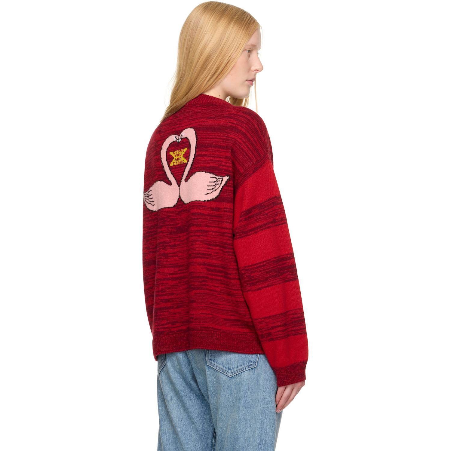  The Elder Statesman Red Stripe Polka Dot Swan Cardigan 