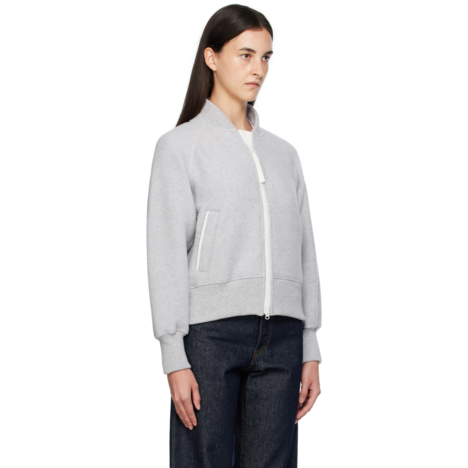  Canada Goose Gray 'white Label' Sierra Fleece Bomber Jacket 