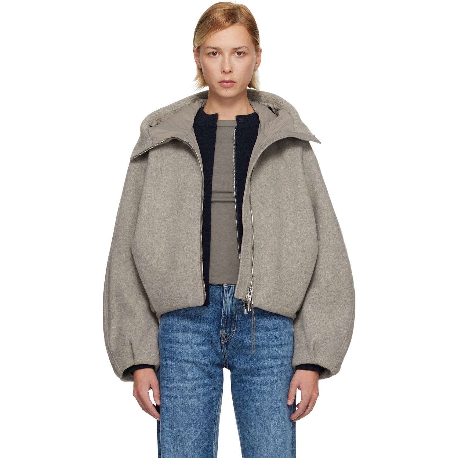 Canada Goose Taupe Chilliwack Wool Bomber Jacket
