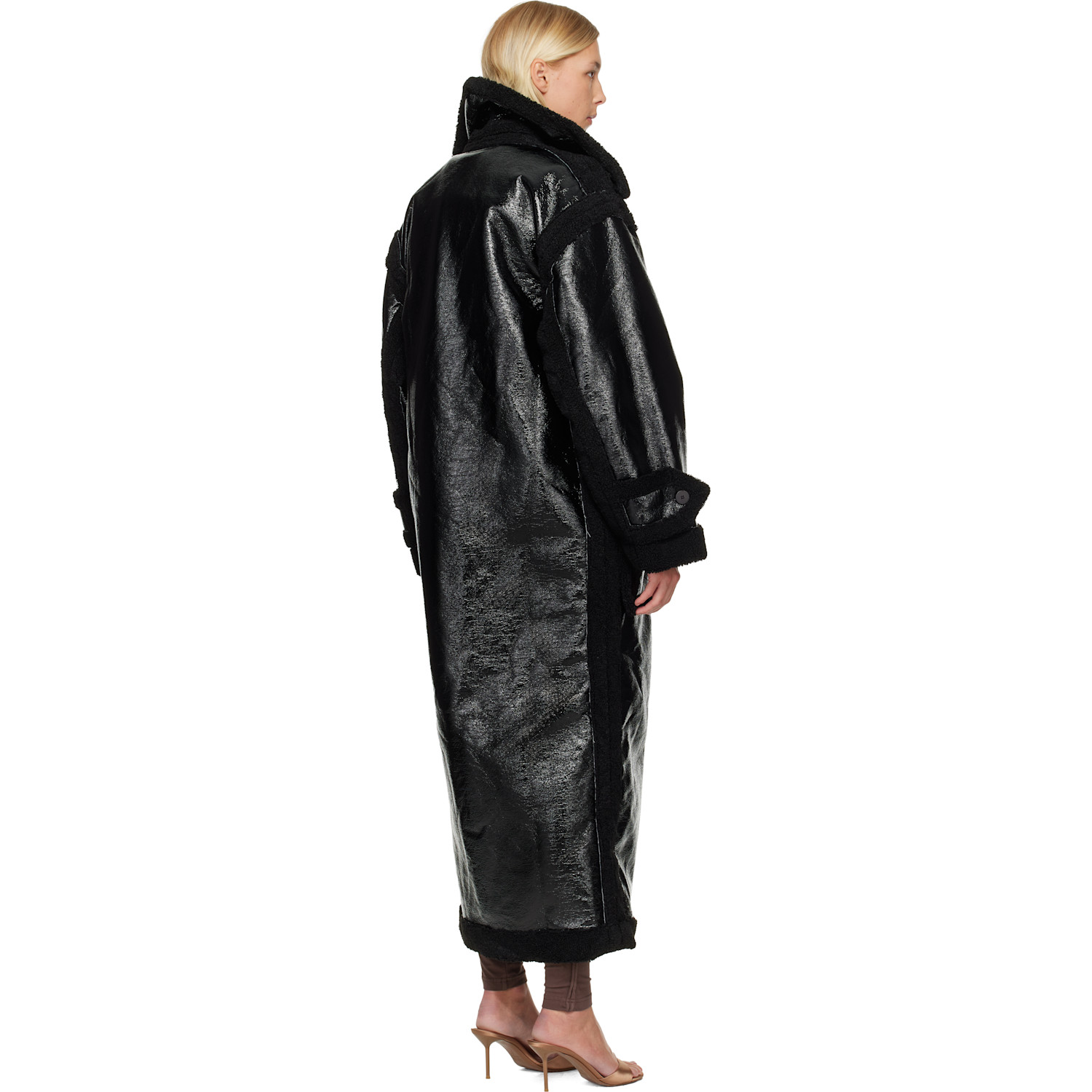  Ottolinger Black Oversized Split Faux-shearling Coat 