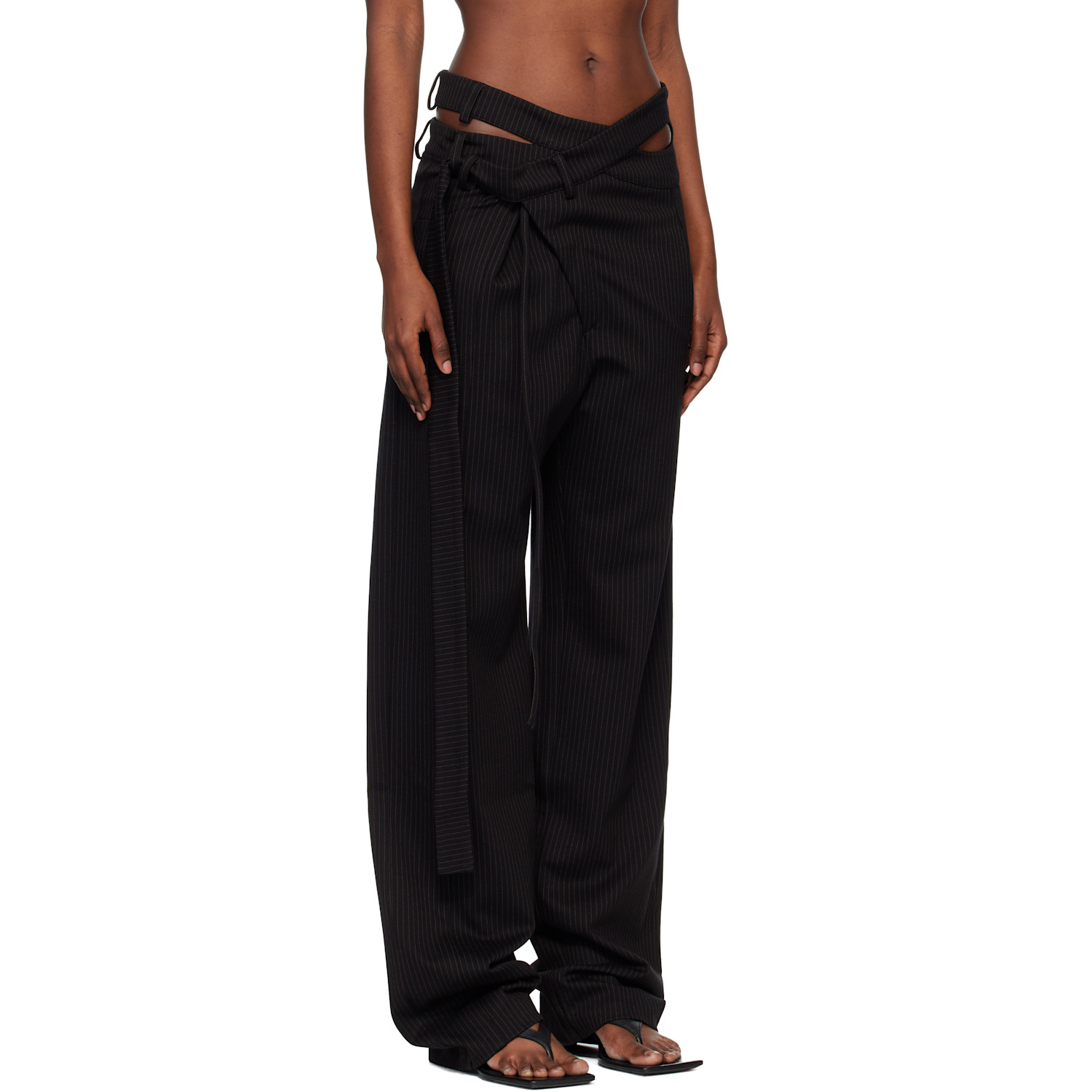  Ottolinger Black & Tan Signature Wrap Suit Trousers 