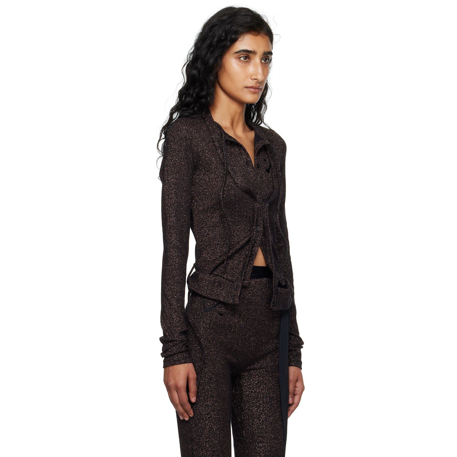  Ottolinger Brown Double Closure Rib Cardigan 