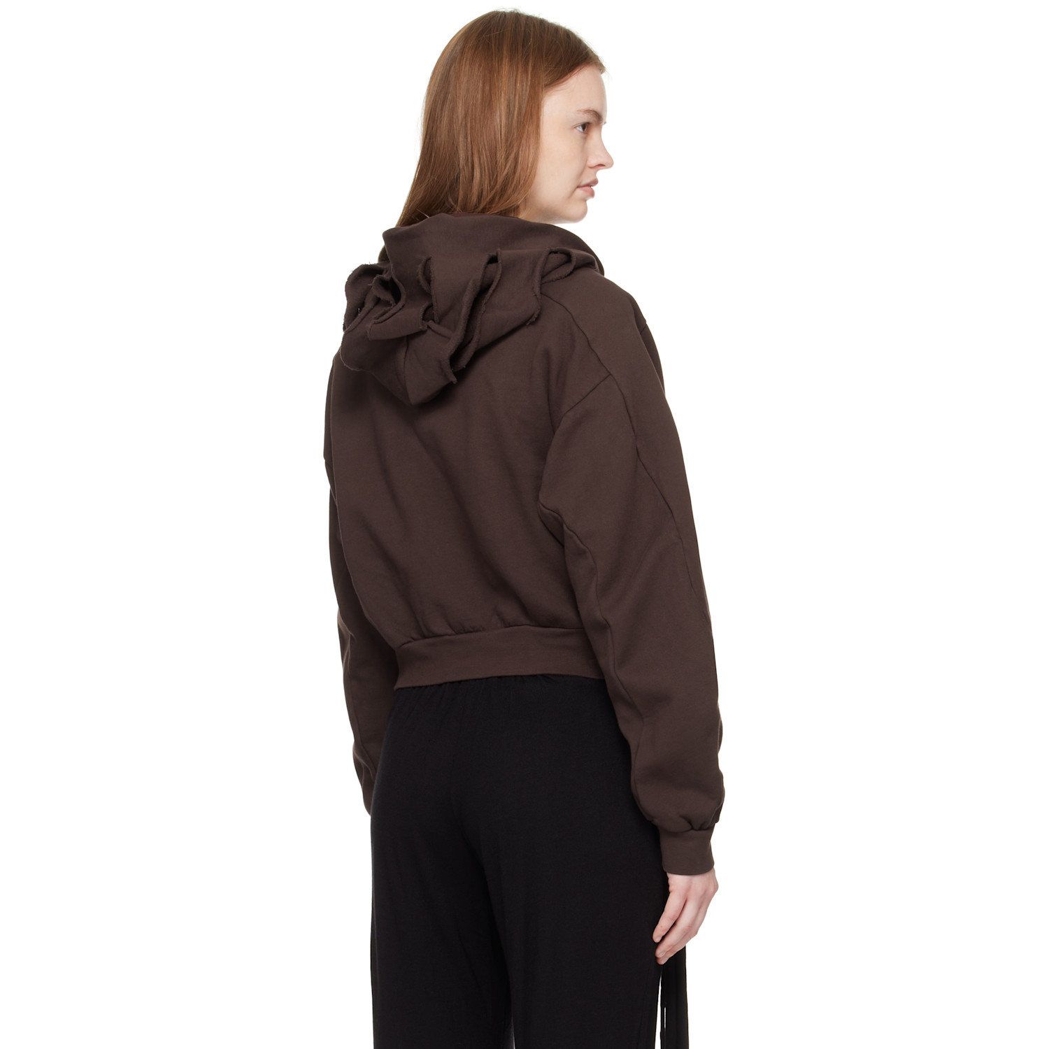  Ottolinger Brown Distressed Multiline Zip Hoodie 