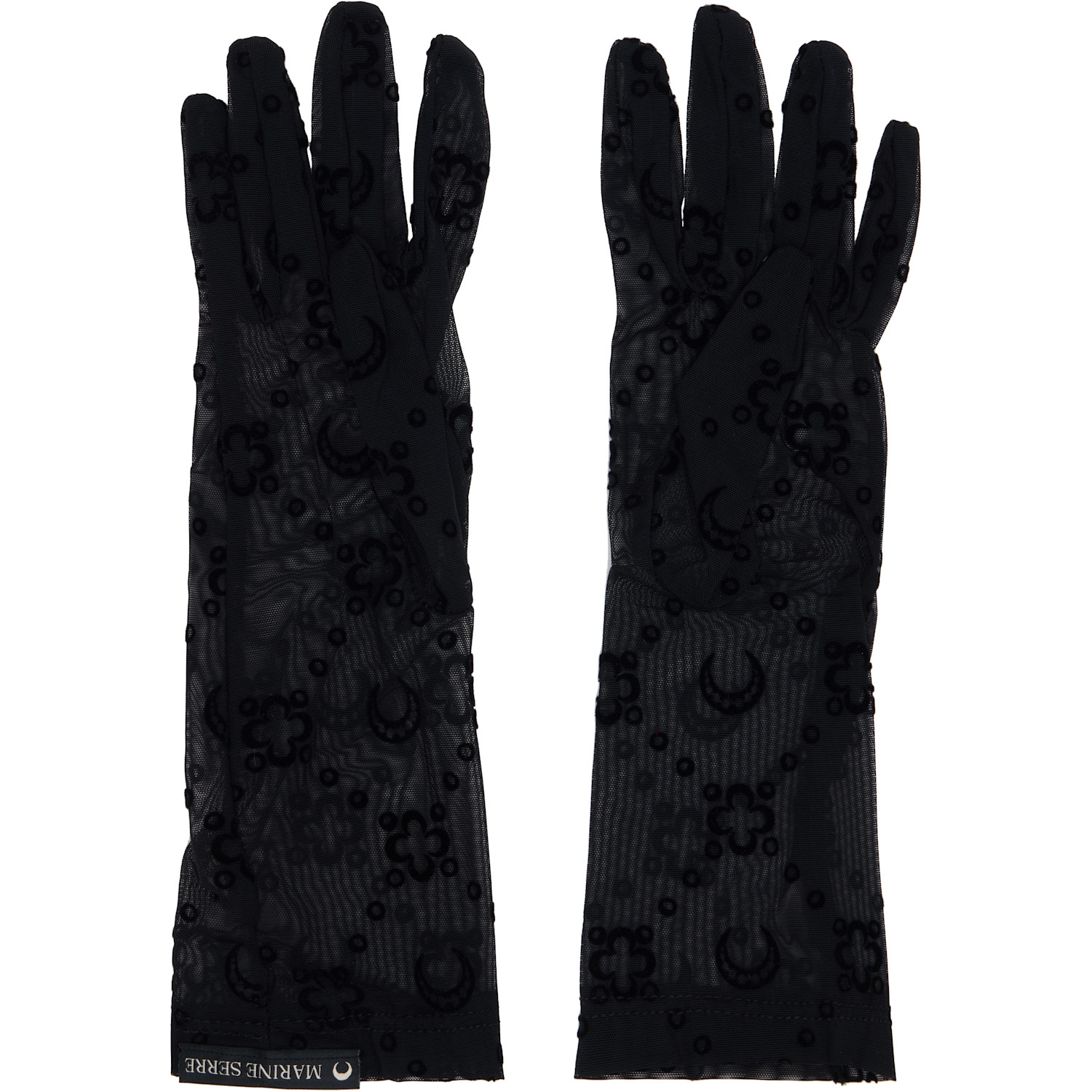  Marine Serre Black Moonogram Mesh Flock Short Gloves 