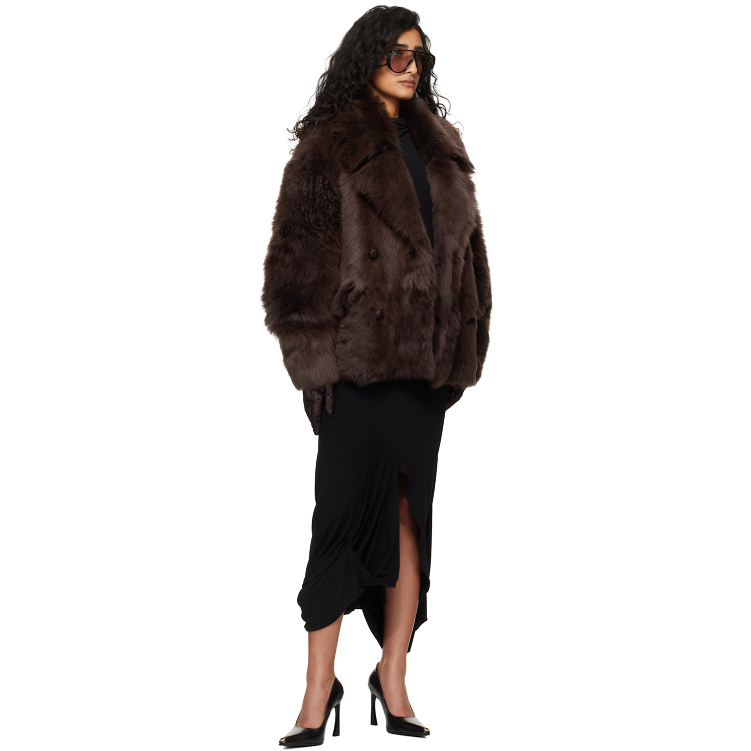  Marine Serre Black Moonogram Mesh Flock Short Gloves 