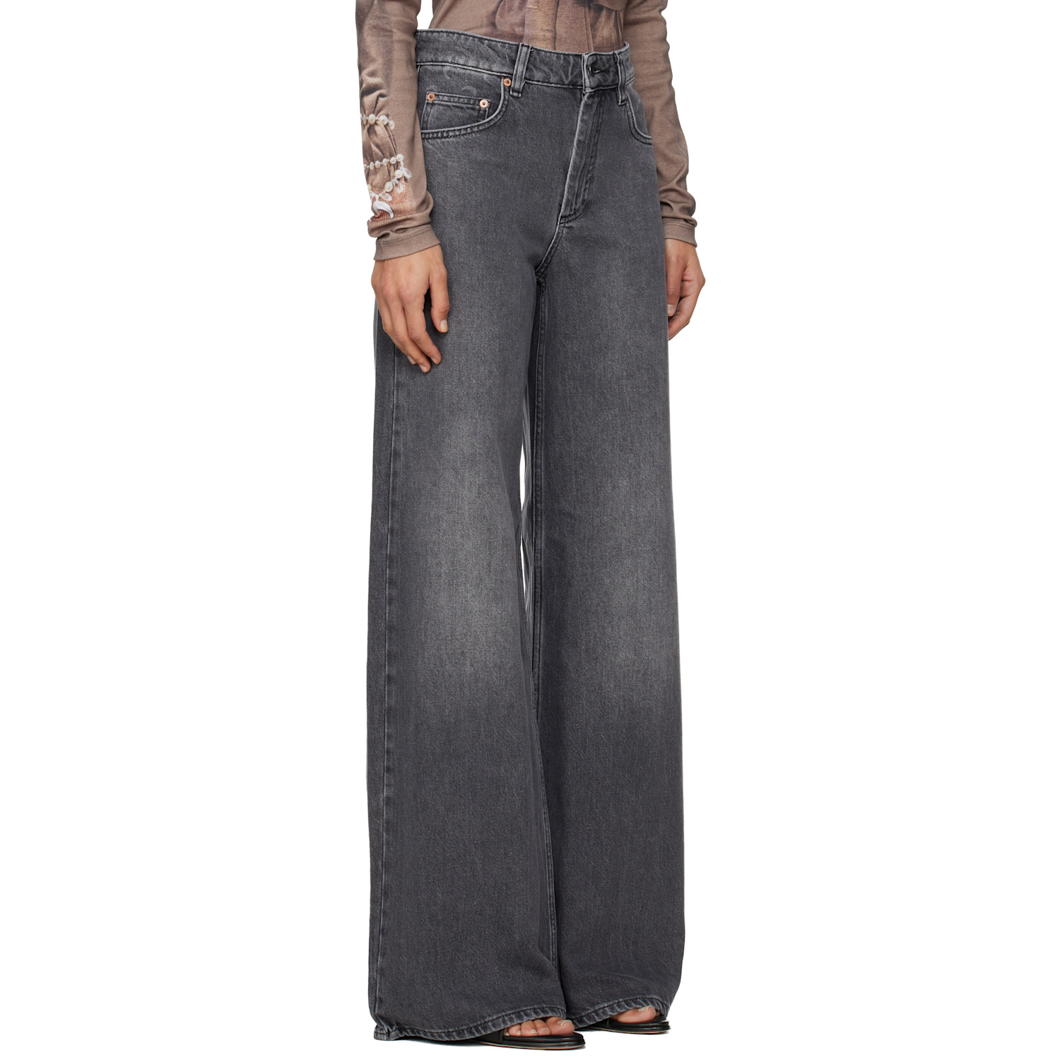  Marine Serre Gray Moon Laser High-waist Flare Jeans 