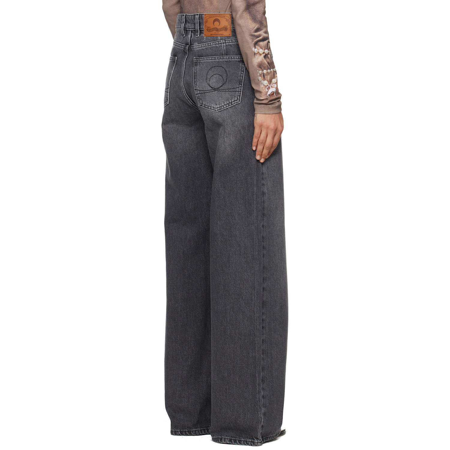  Marine Serre Gray Moon Laser High-waist Flare Jeans 