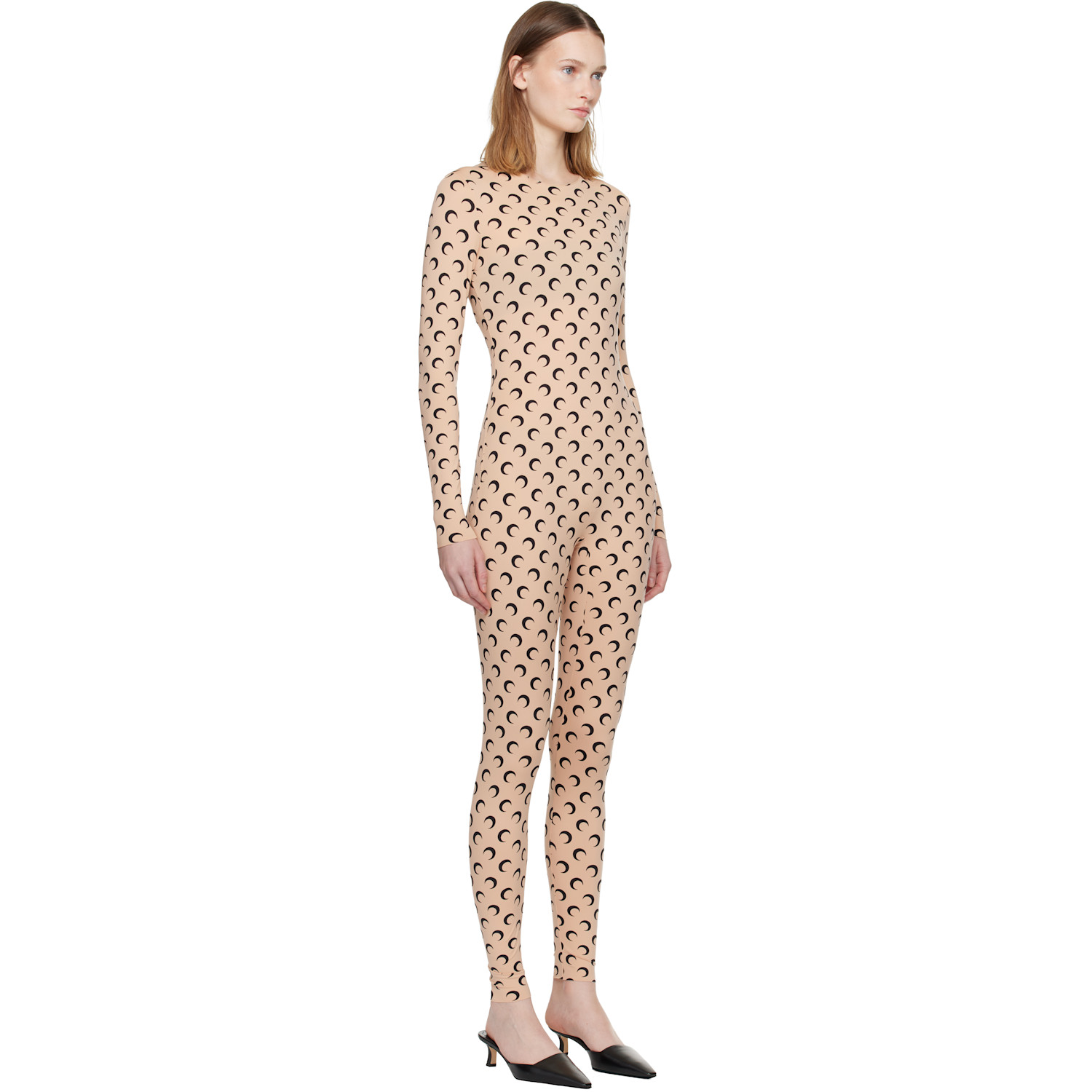  Marine Serre Tan Recycled Jersey Moon Catsuit 