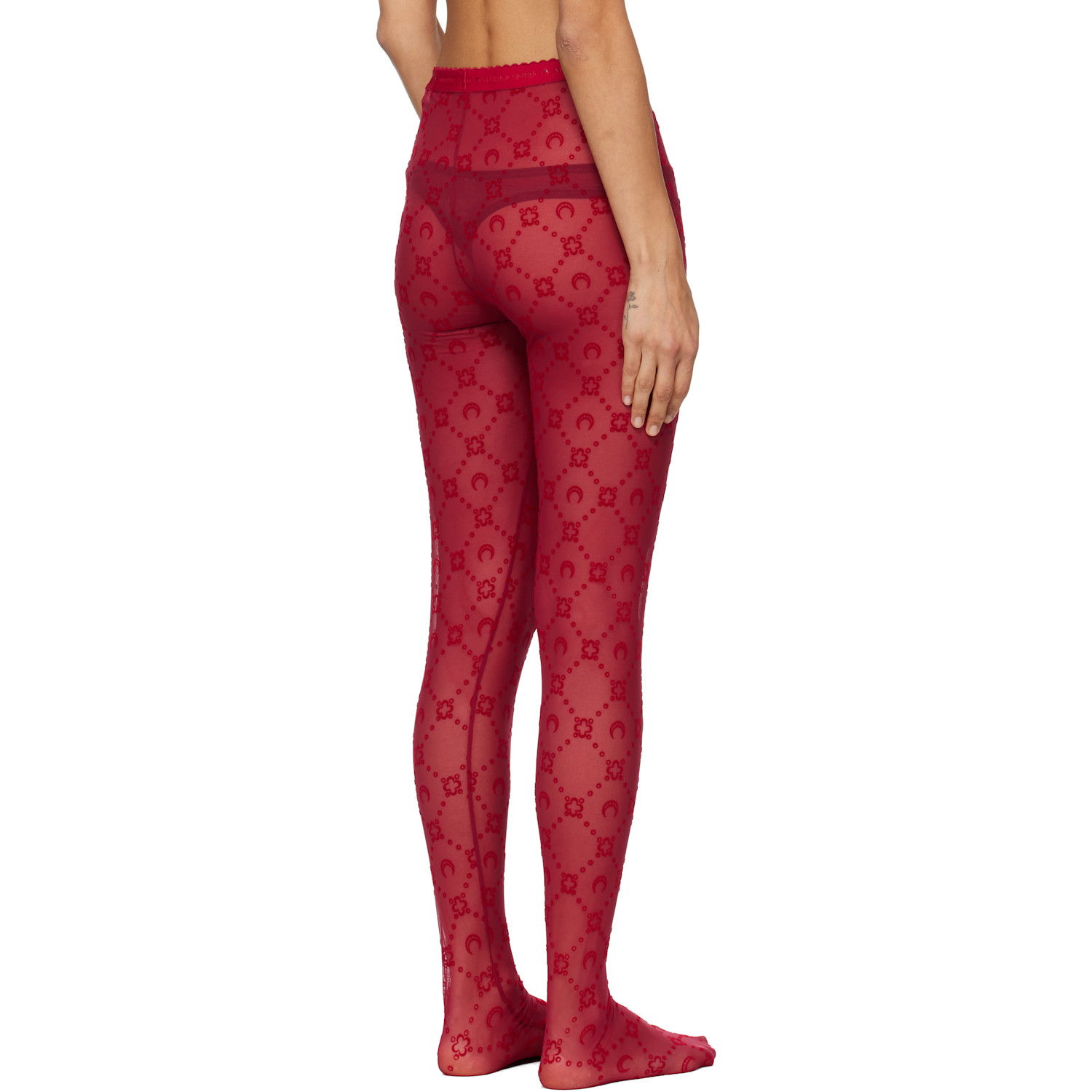  Marine Serre Red Moonogram Mesh Flock Tights 