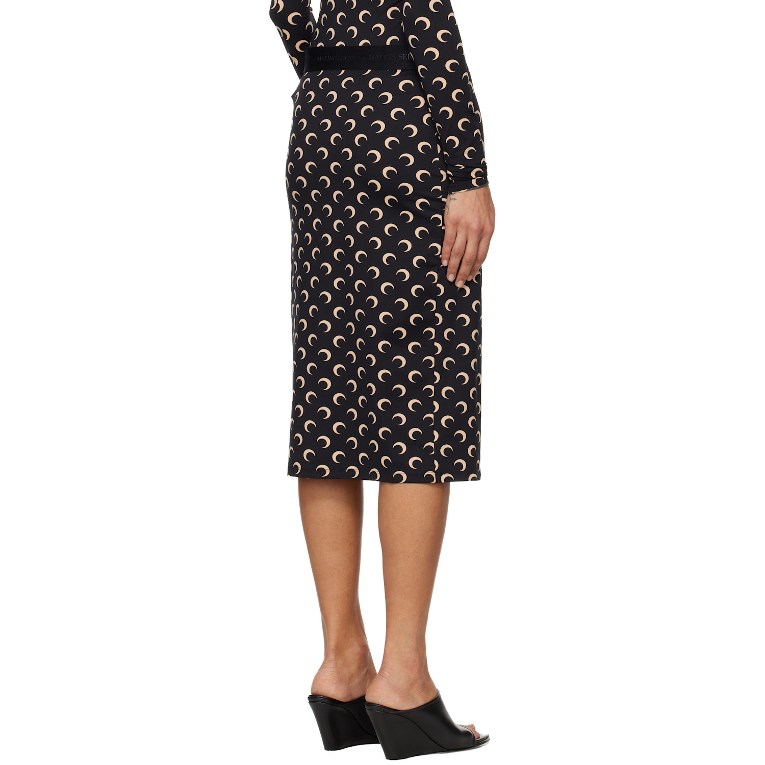  Marine Serre Black Moon Printed Jersey Midi Skirt 
