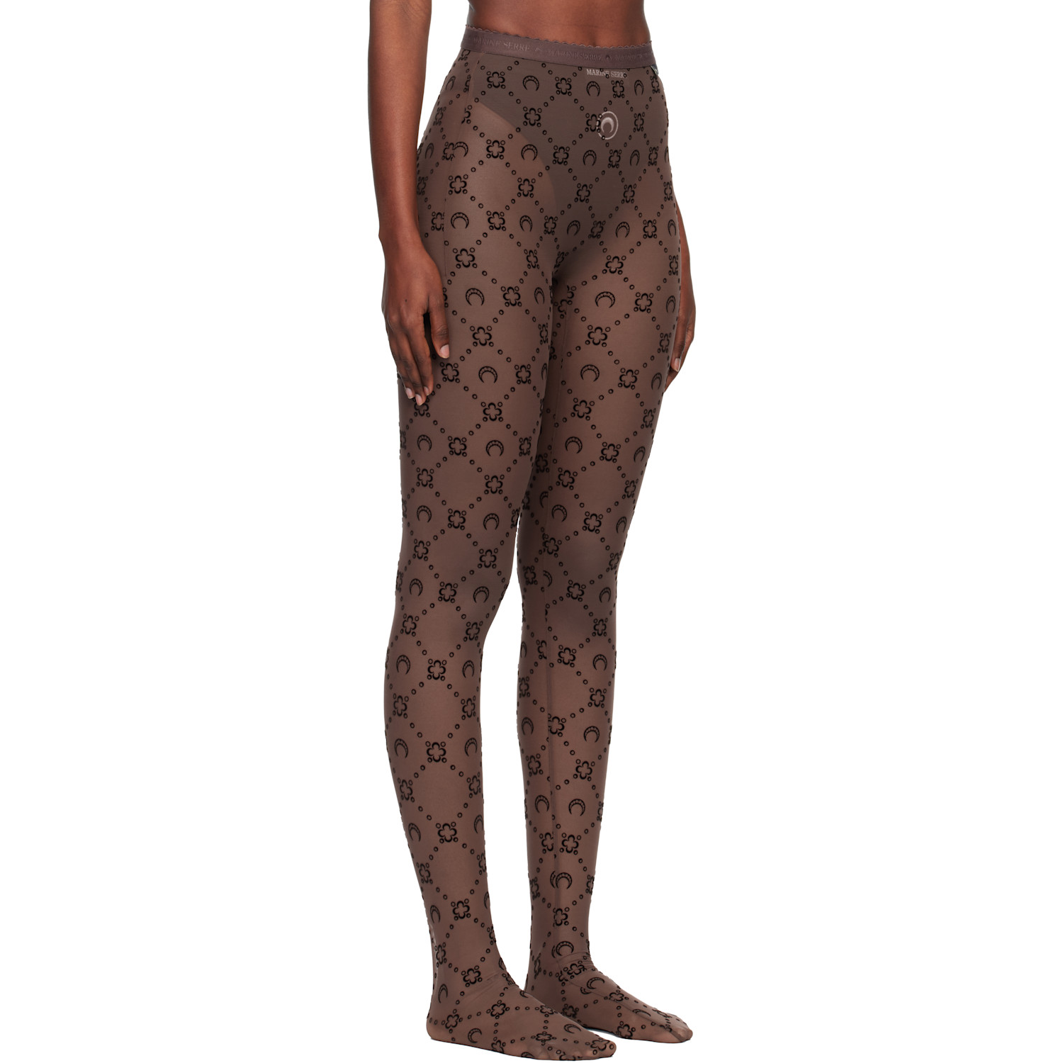  Marine Serre Ssense Exclusive Brown Recycled Mesh Flock Tights 
