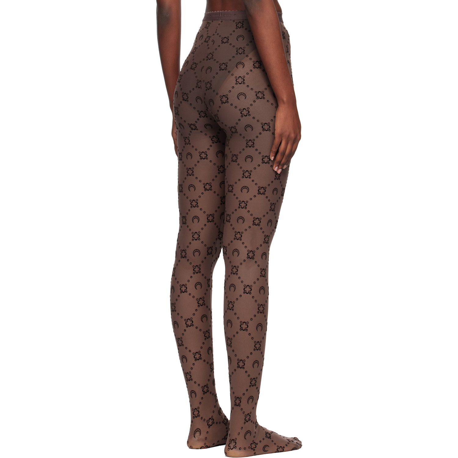  Marine Serre Ssense Exclusive Brown Recycled Mesh Flock Tights 