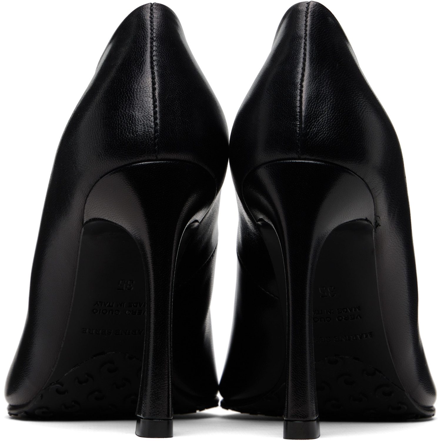  Marine Serre Black Smooth Leather Ms Kiss Heels 