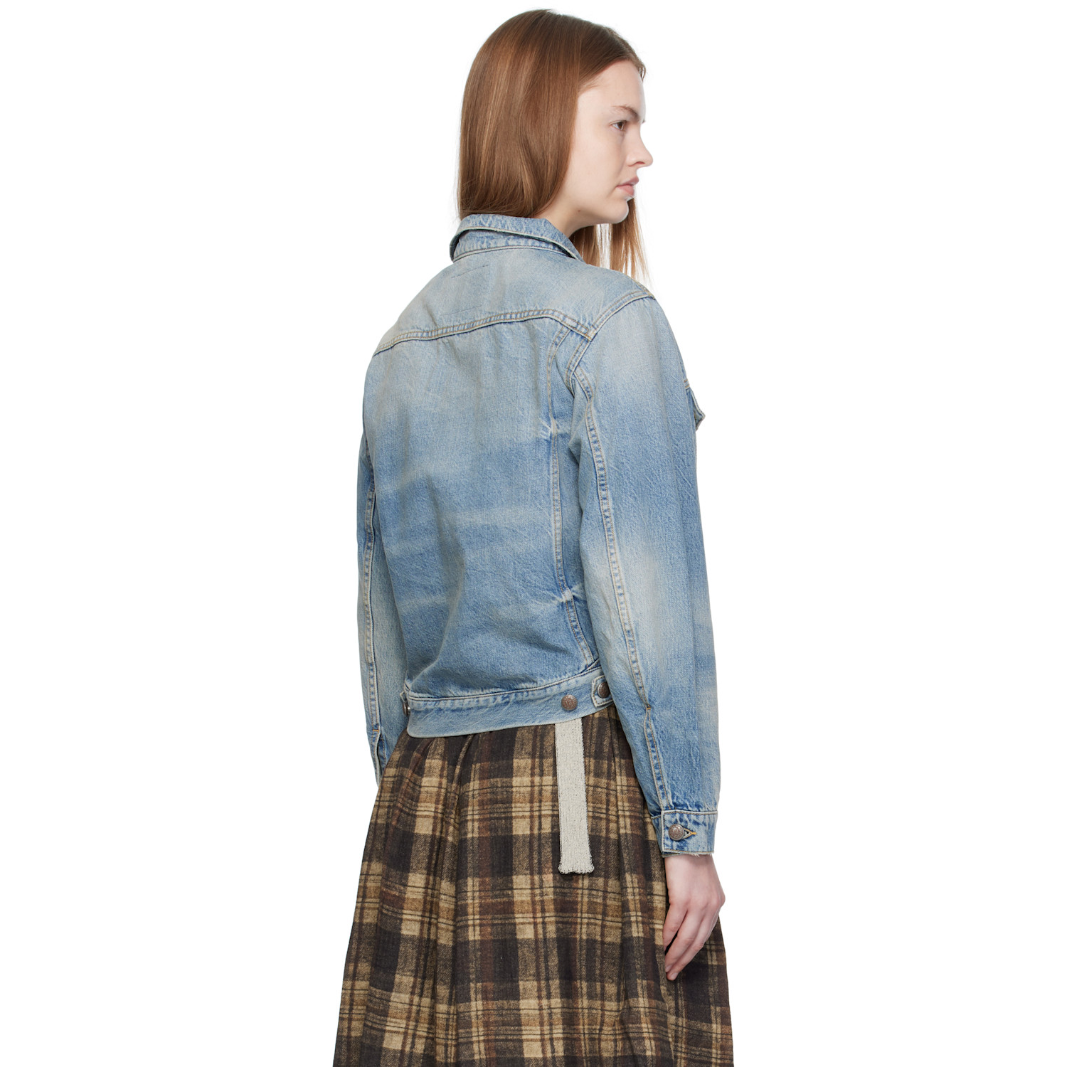  R13 Blue Wrap Around Denim Trucker Jacket 