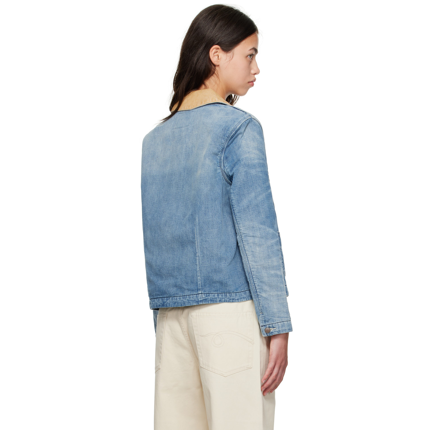  R13 Blue Cropped Denim Chore Jacket 