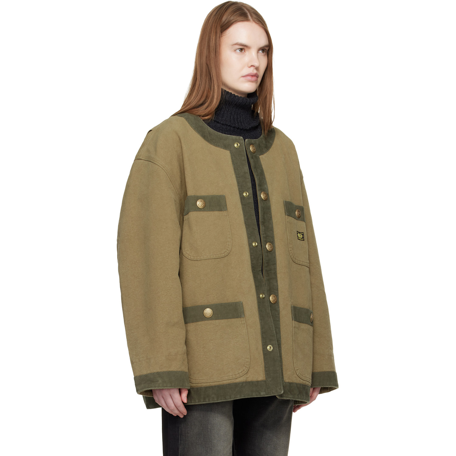  R13 Khaki Cord Trimmed Chore Jacket 