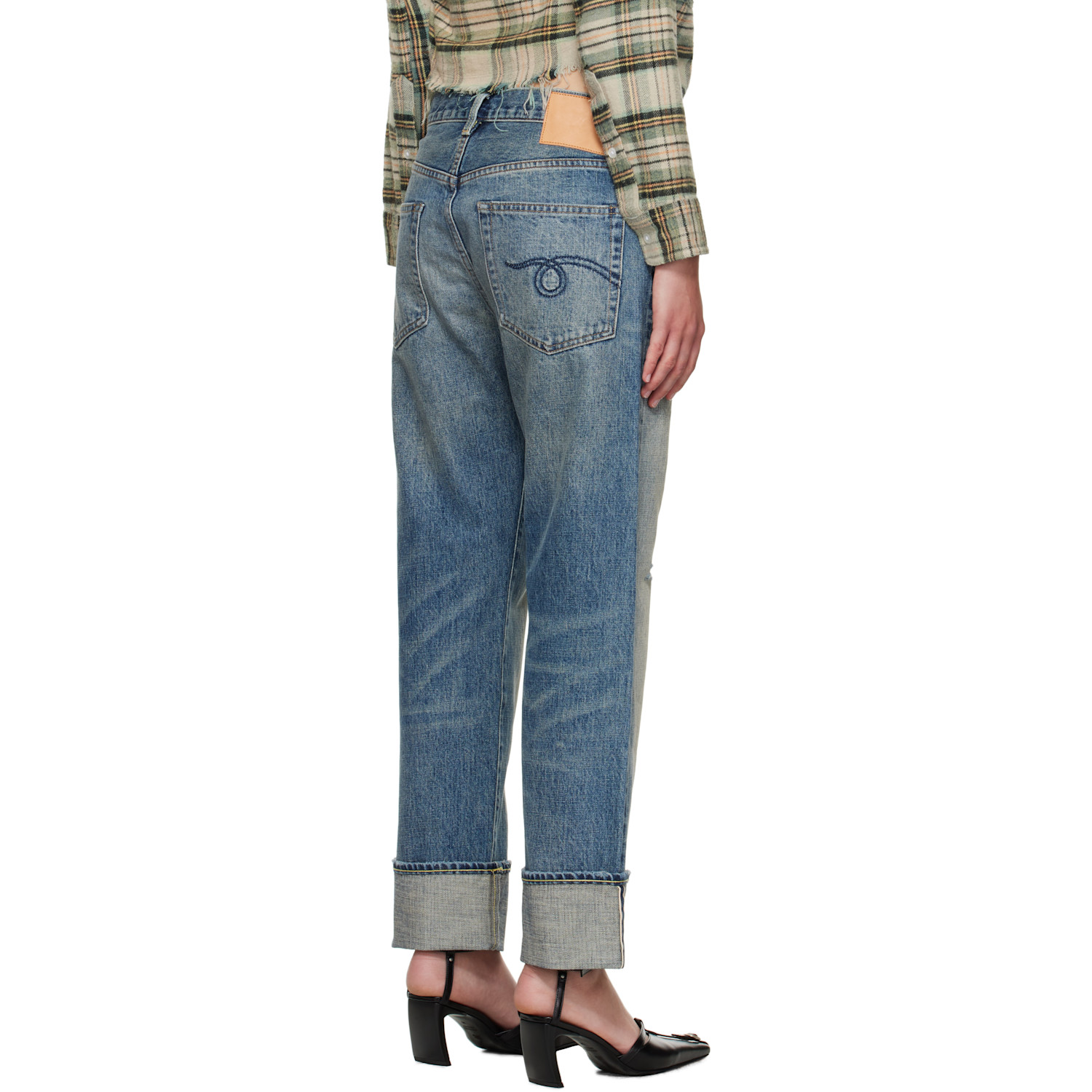  R13 Blue Cuffed Boyfriend Jeans 