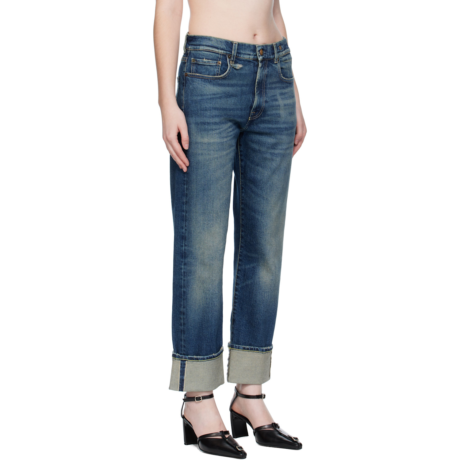  R13 Blue Cuffed Romeo Jeans 