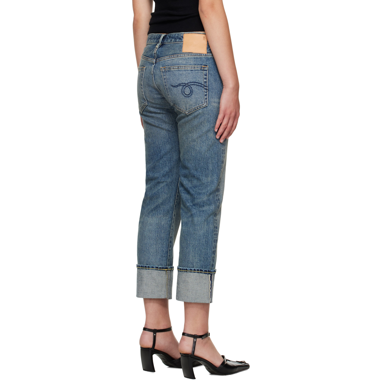  R13 Blue Cuffed Boy Straight Jeans 