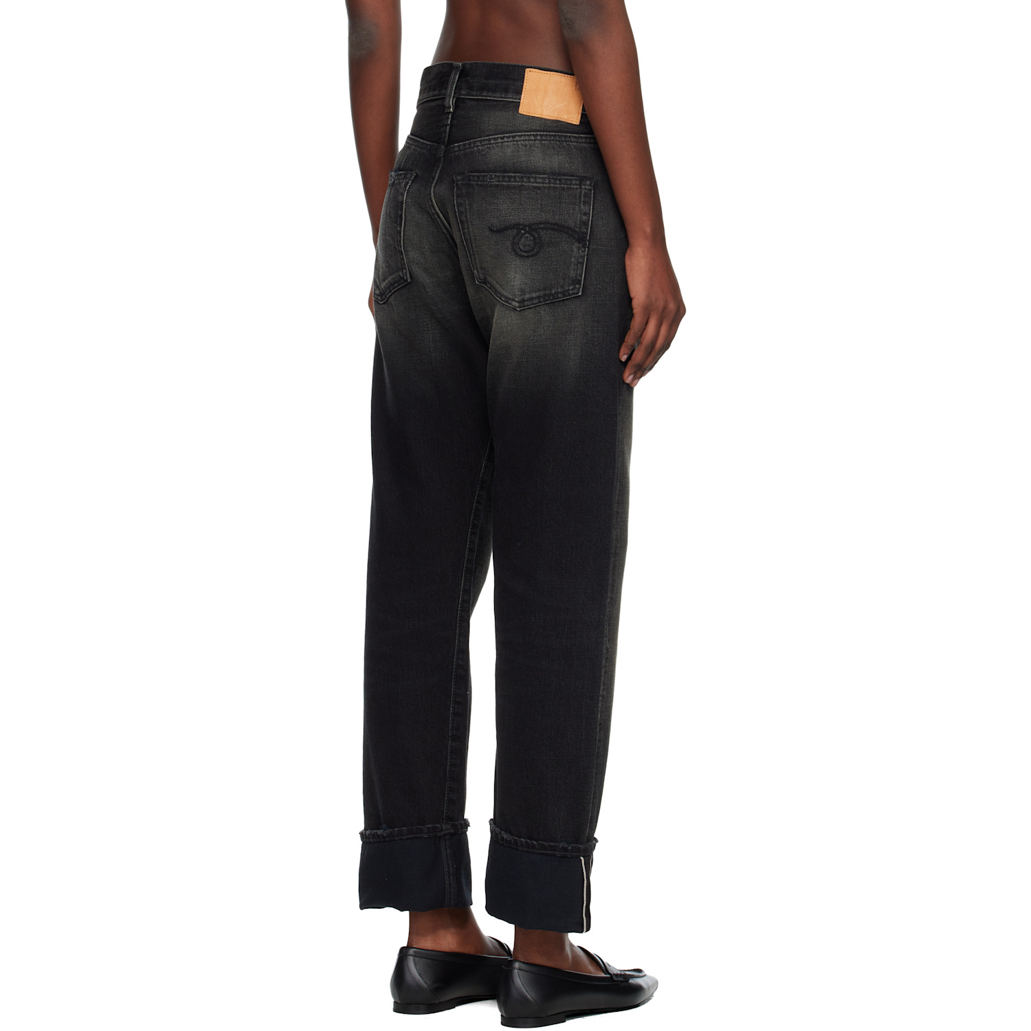  R13 Black Cuffed Boyfriend Jeans 