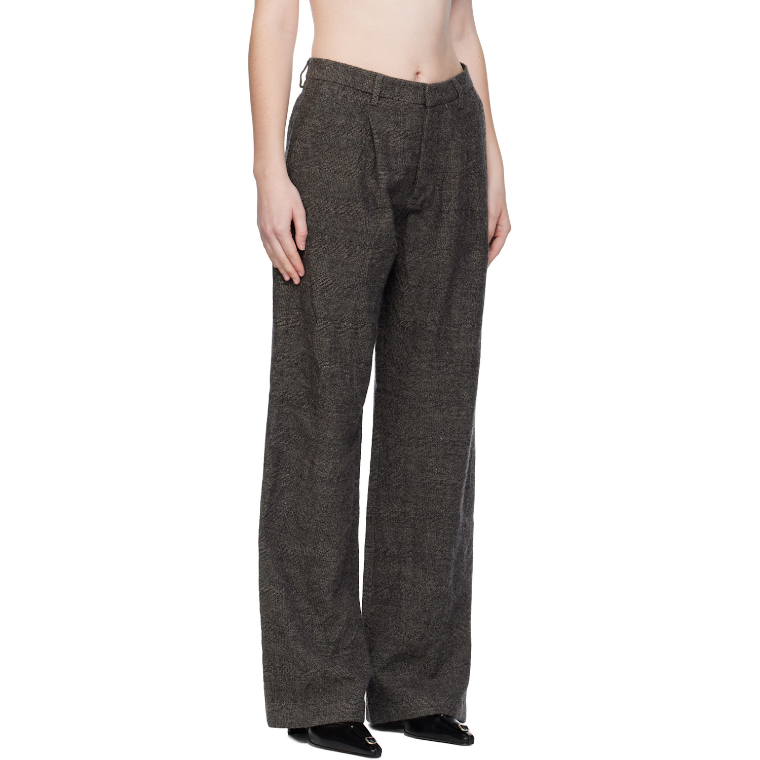  R13 Gray Wide Leg Trousers 