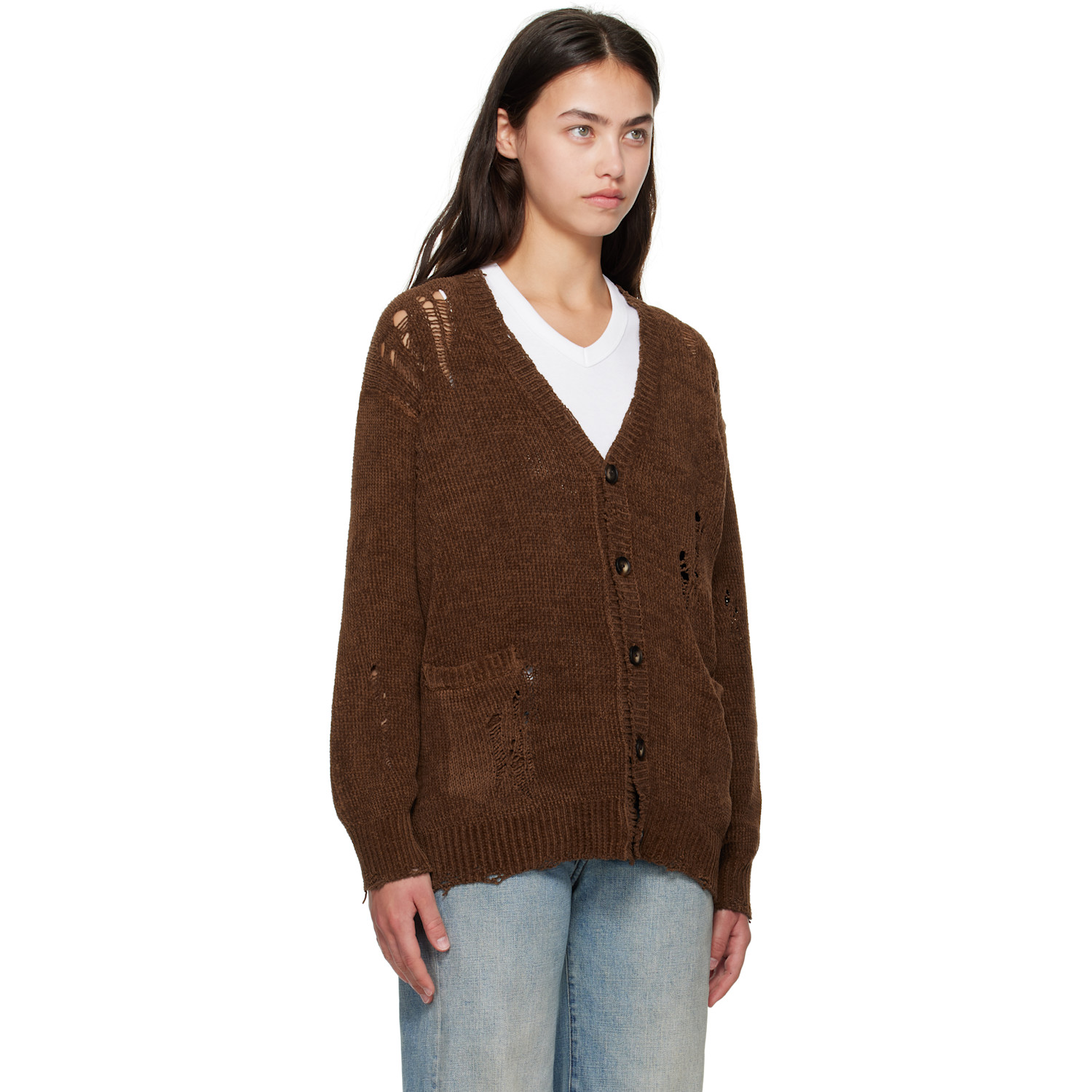 R13 Brown Chenille Boyfriend Cardigan 