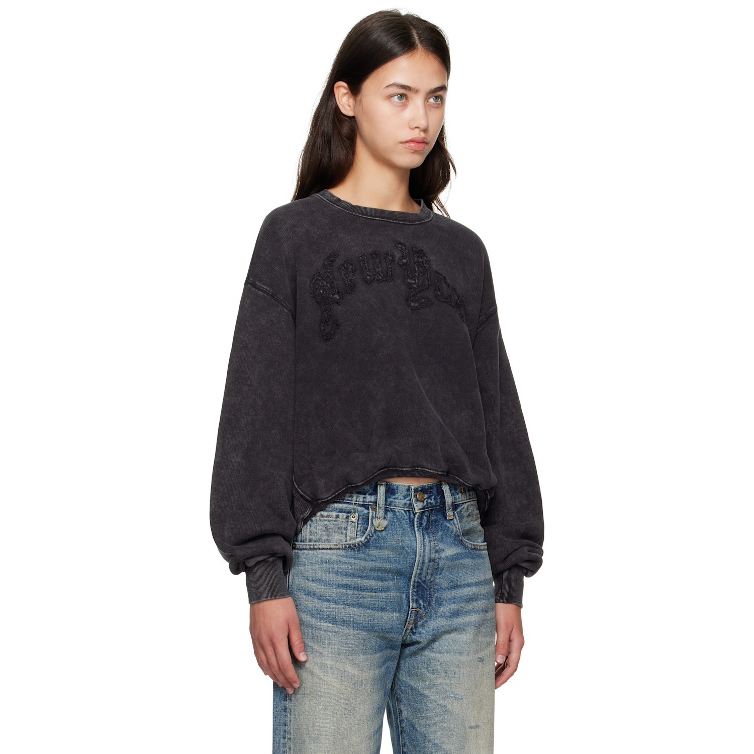  R13 Black 'new York' Balloon Crewneck Sweatshirt 