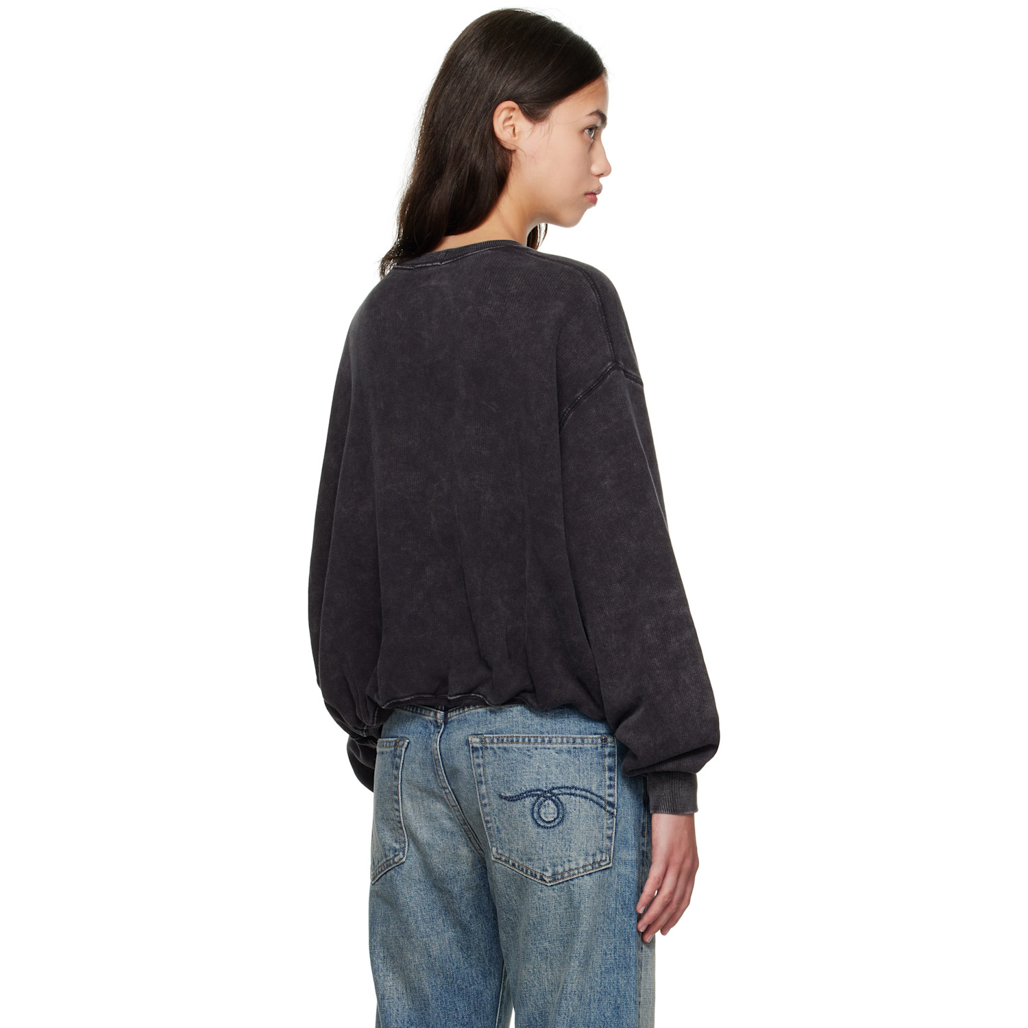  R13 Black 'new York' Balloon Crewneck Sweatshirt 