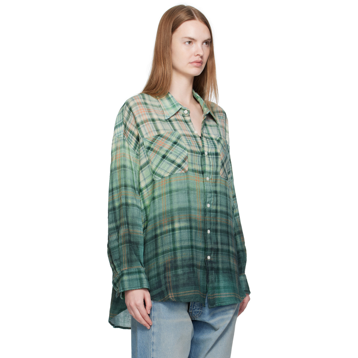 R13 Green Drop Neck Work Shirt 